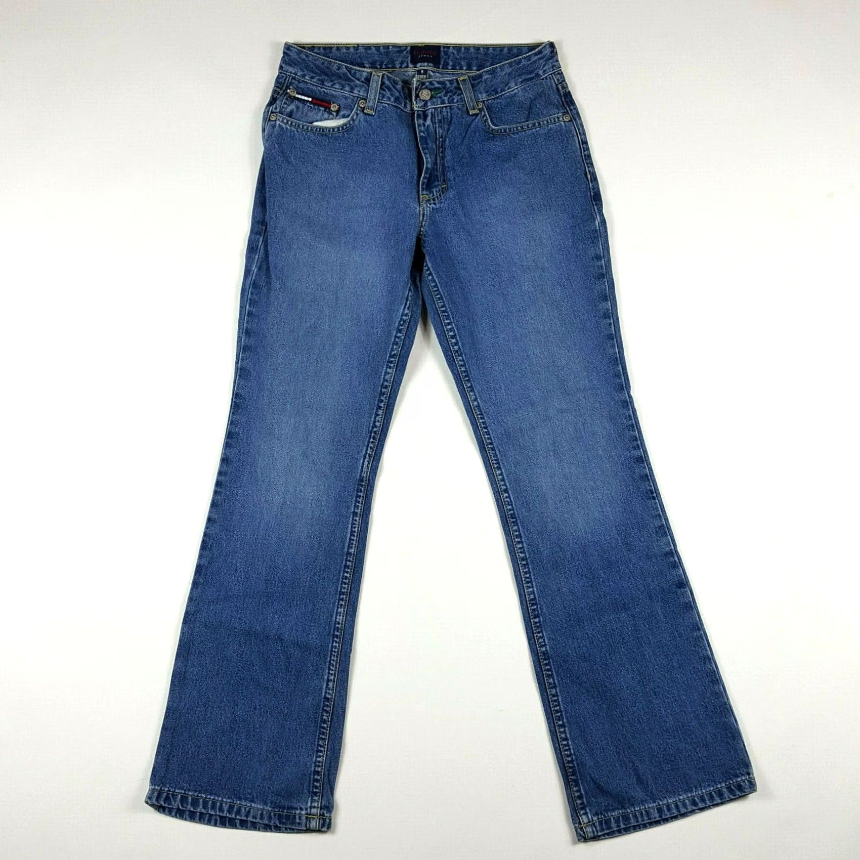 Tommy Hilfiger VINTAGE Tommy Hilfiger Jeans Hipster Flare Denim 29x30 Blue 90s Retro Womens Boys? Size 29" - 2 Thumbnail