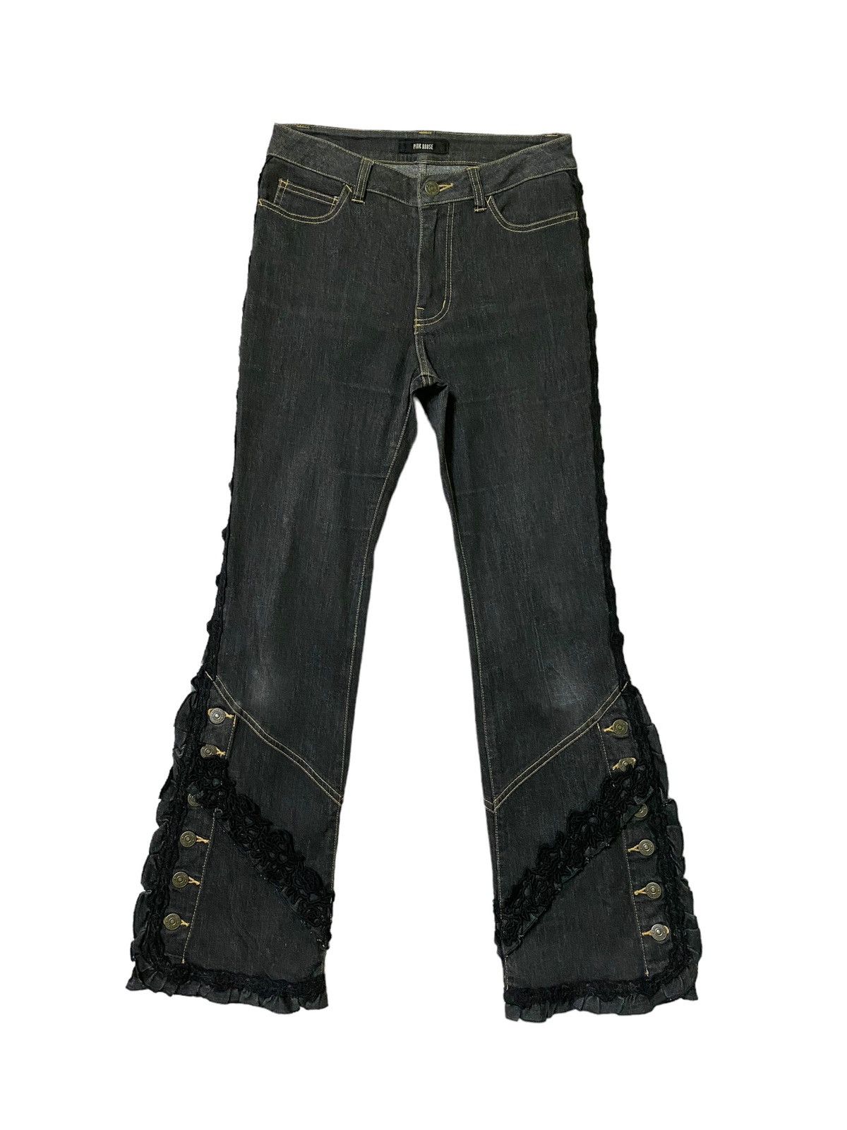 Hysteric Glamour Flared Pink House Lace button Leg Design Denim Pant ...