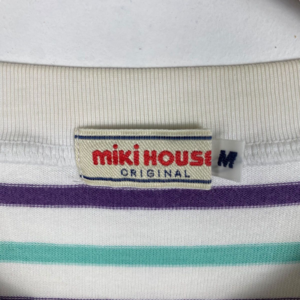 Japanese Brand Vintage 90's MIKI HOUSE Original Striped Tee Shirt Medium Size US M / EU 48-50 / 2 - 6 Thumbnail