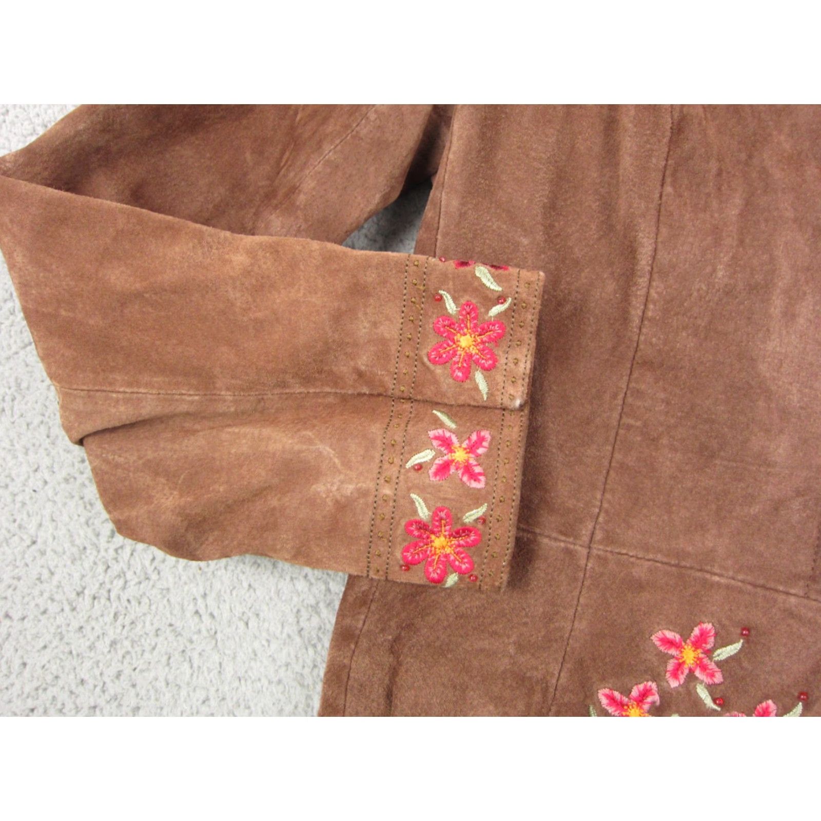 Vintage Vintage Chadwicks Leather Jacket Womens 16 Brown Embroidered Floral Western Boho Leather Jacket Brown Embroidered Western 16 Womens Size XXL / US 16-18 / IT 52-54 - 3 Thumbnail