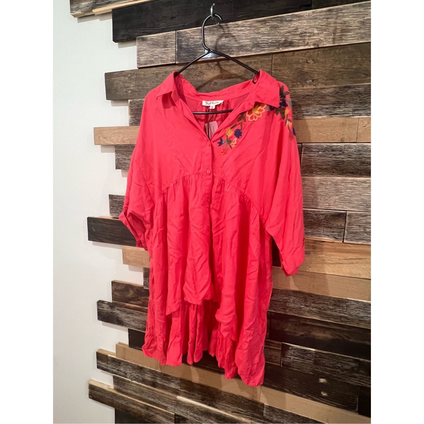 Other Solitaire NWT BOHO Embroidered Coral High Low Top sz Large Size L / US 10 / IT 46 - 1 Thumbnail