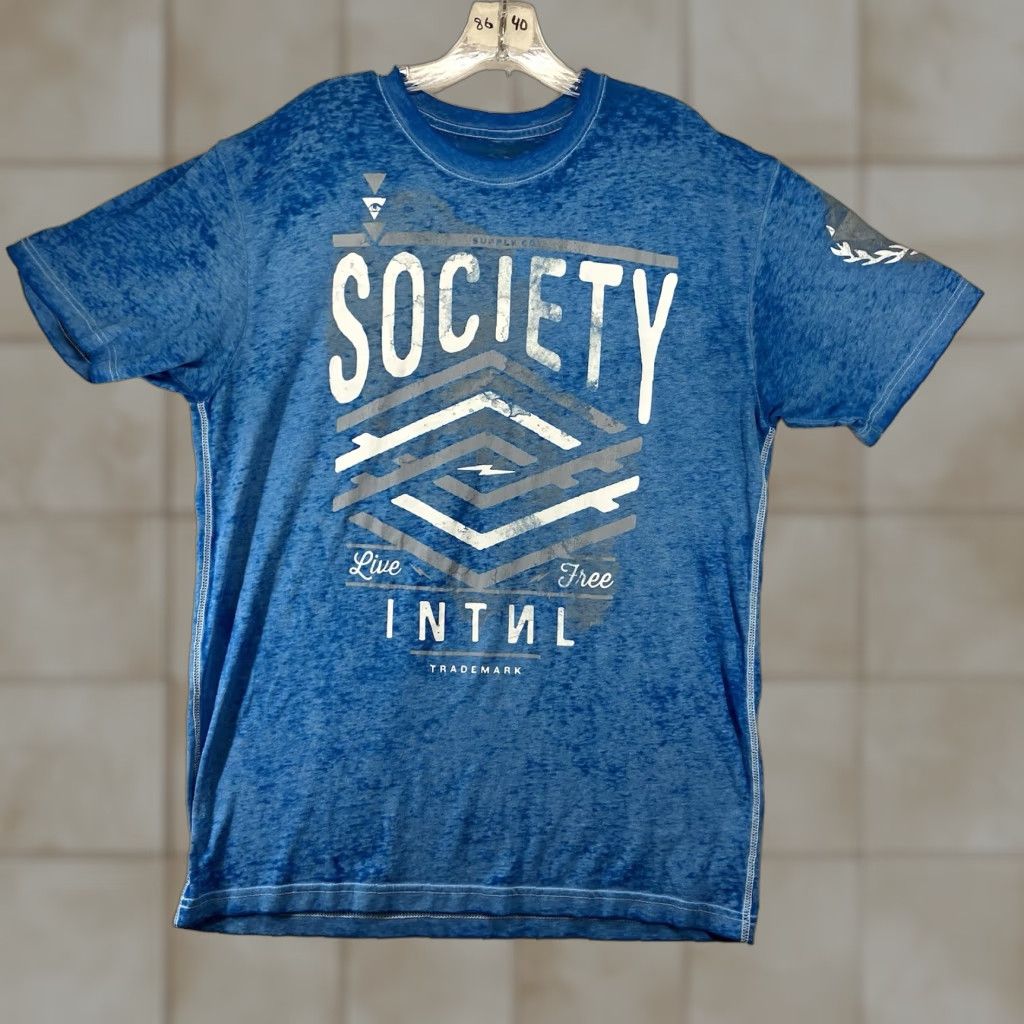 Affliction VINTAGE Mens Affliction MMA Style T Shirt XL Double Sided Washed Blue Size US XL / EU 56 / 4 - 1 Thumbnail