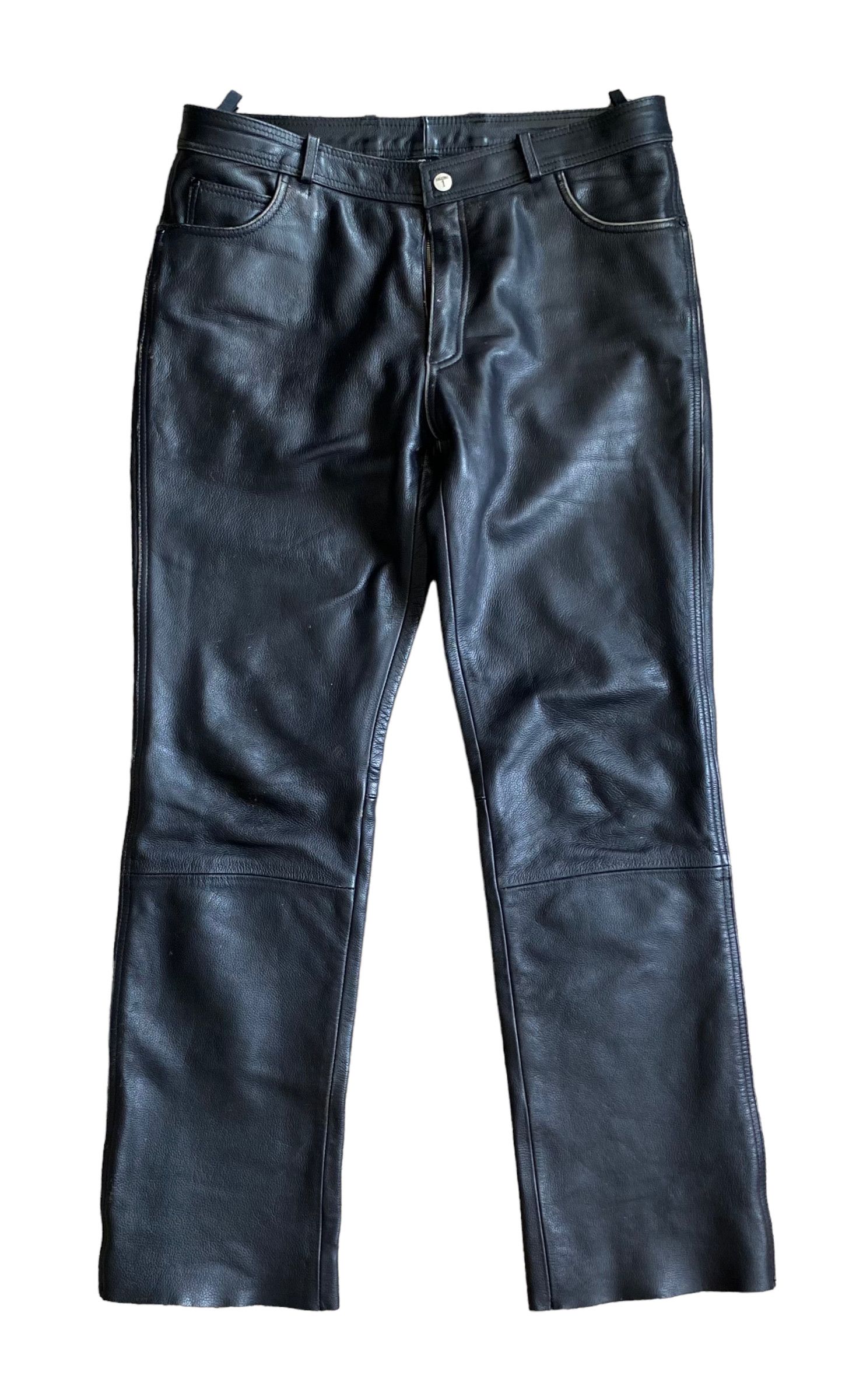 Genuine Leather × Leather × Vintage Vintage leather biker pants Size US 38 / EU 54 - 1 Thumbnail