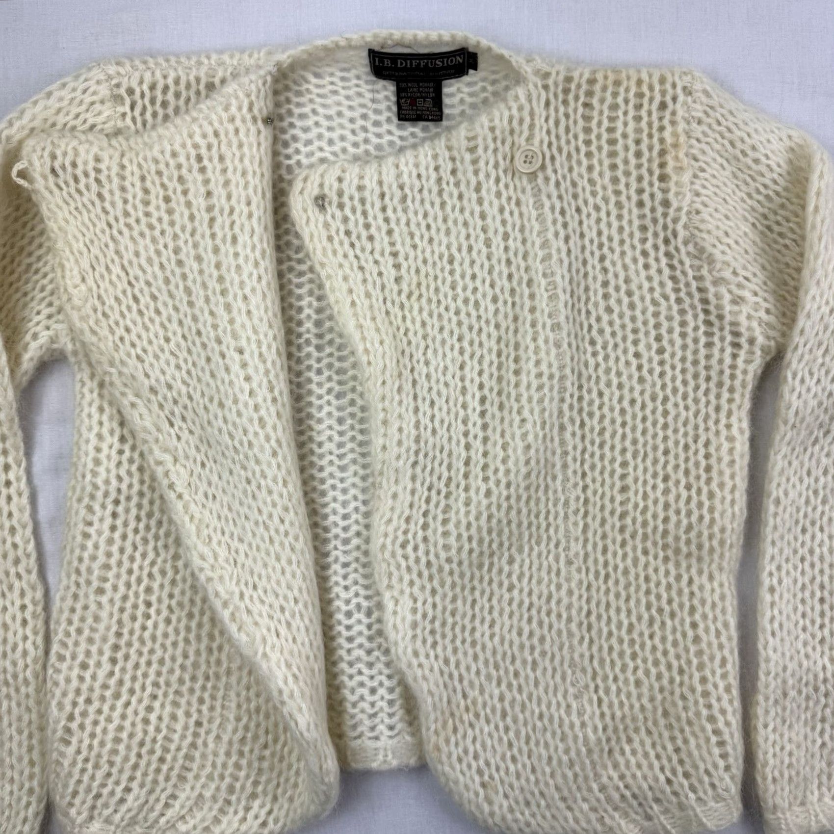 Vintage VINTAGE IB Diffusion Sweater Womens M Knit Mohair Wool Ivory 90s Hipster Shrug Mens Womens Girls Boys Size M / US 6-8 / IT 42-44 - 5 Thumbnail