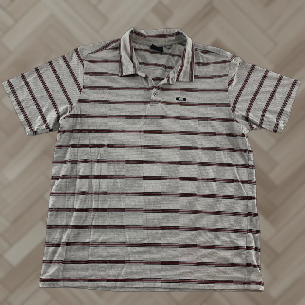 Oakley Oakley Short Sleeve Striped Polo Shirt Men XL Gray Red Size US XL / EU 56 / 4 - 1 Thumbnail