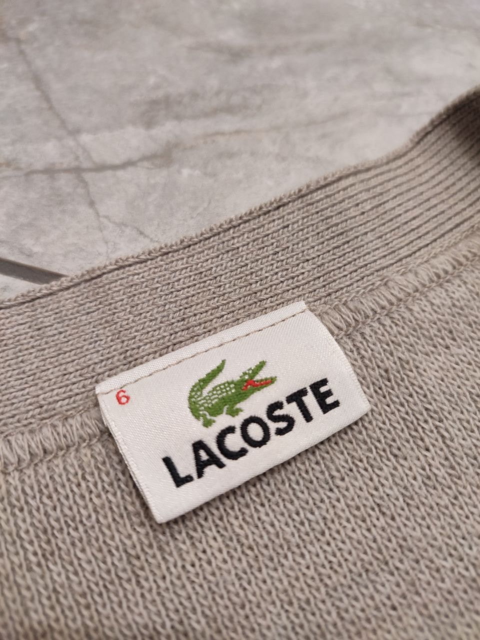 Lacoste Lacoste Beige Button Up V neck Cardigan Sweater Jumper Size US XL / EU 56 / 4 - 5 Thumbnail