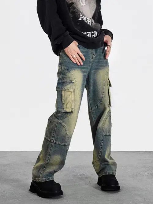 VIBE Vintage washed distressed pocket jeans Size US 32 / EU 48 - 6 Thumbnail