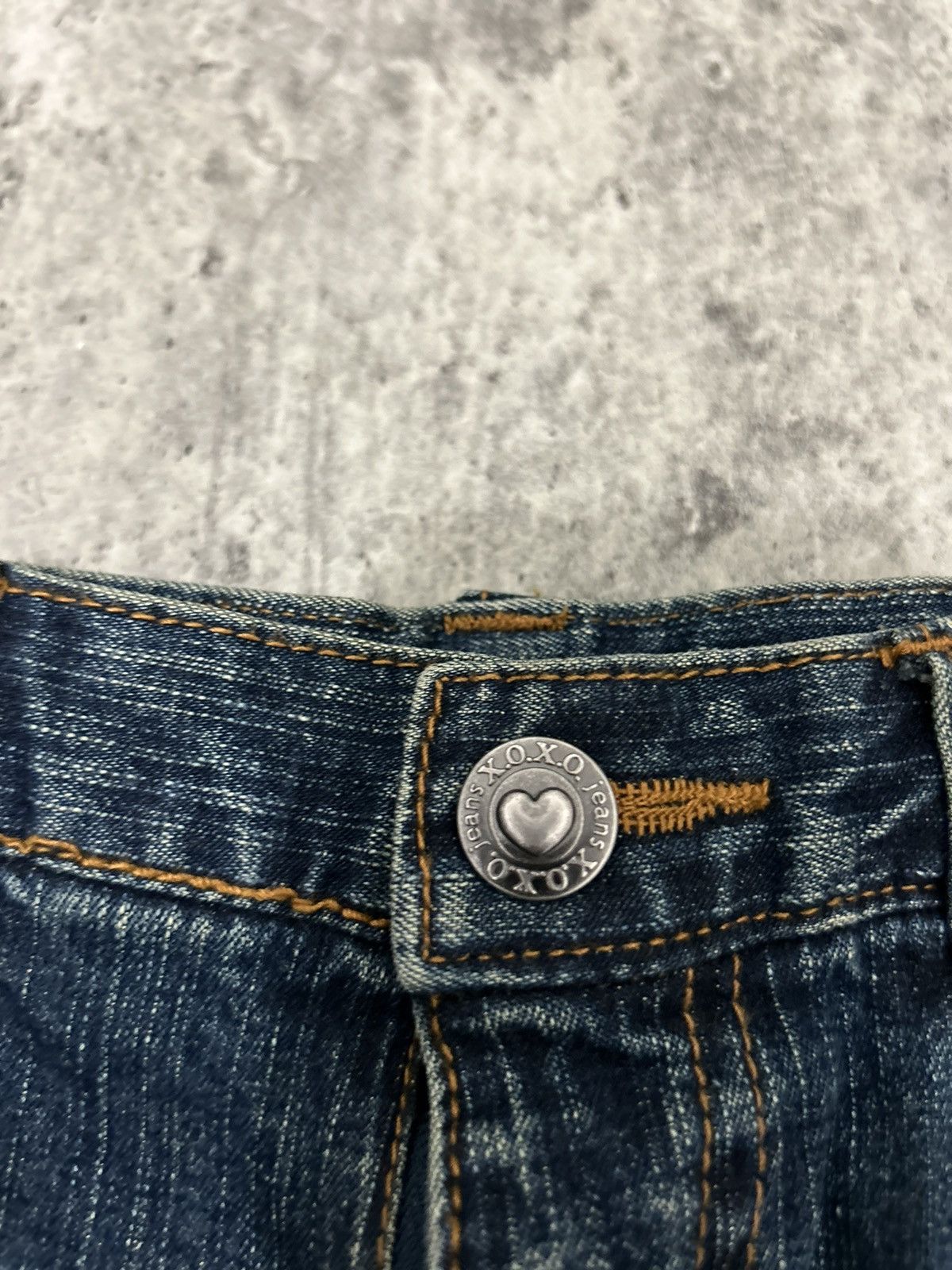 If Six Was Nine × Le Grande Bleu (L.G.B.) × Tornado Mart Xoxo Love Girls Side Straps Flare Cropped Jeans Size 27" / US 4 / IT 40 - 12 Thumbnail