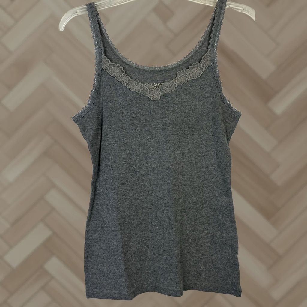 Mossimo VINTAGE Mossimo Tank Top Large Lace Trim Gray Elaina Gilbert Bella Swan Size L / US 10 / IT 46 - 1 Thumbnail