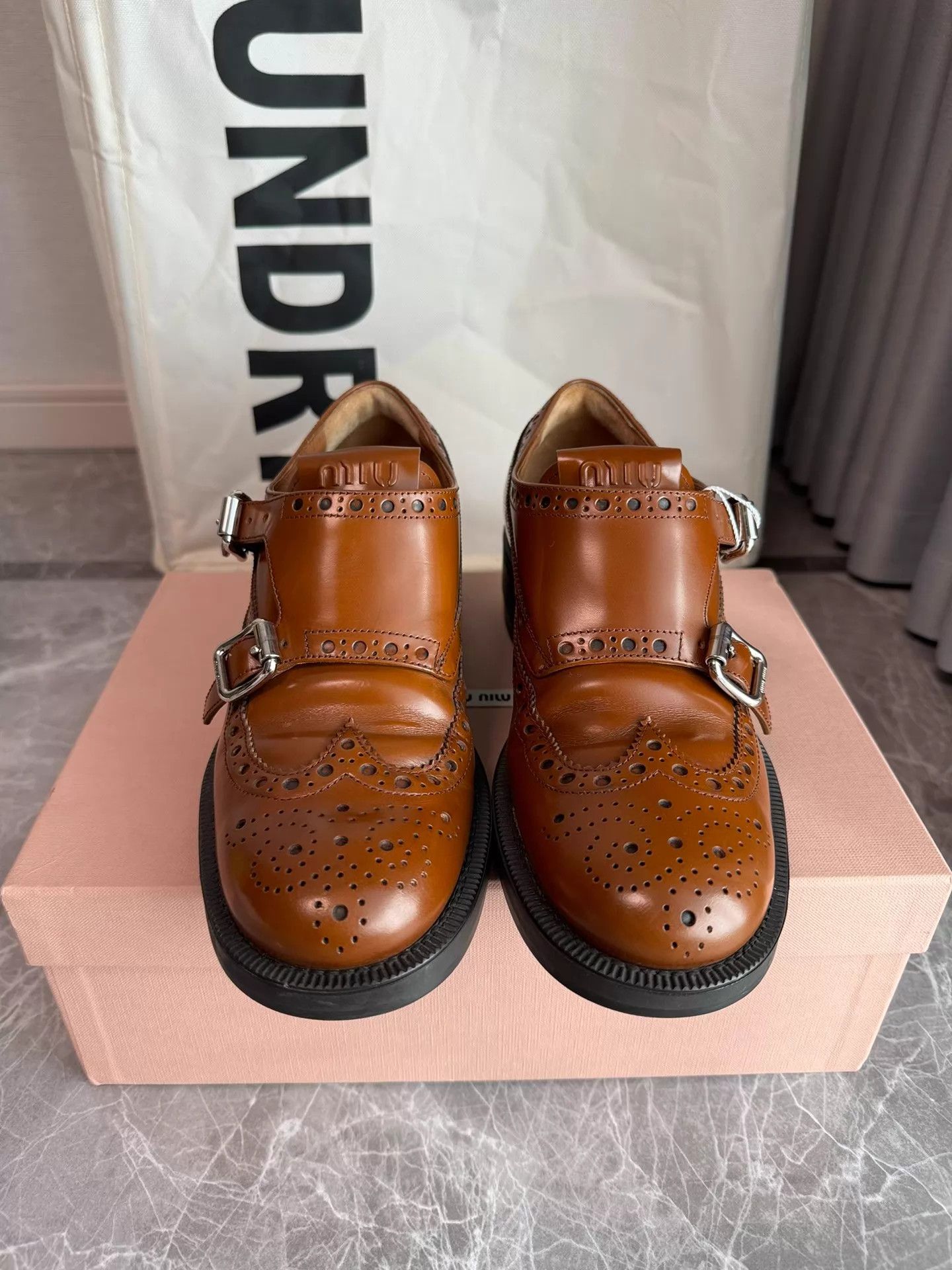 Miu Miu Miu Miu x Church's Double Buckle Loafer Tobacco Brown 36 Size US 5.5 / IT 35.5 - 2 Thumbnail