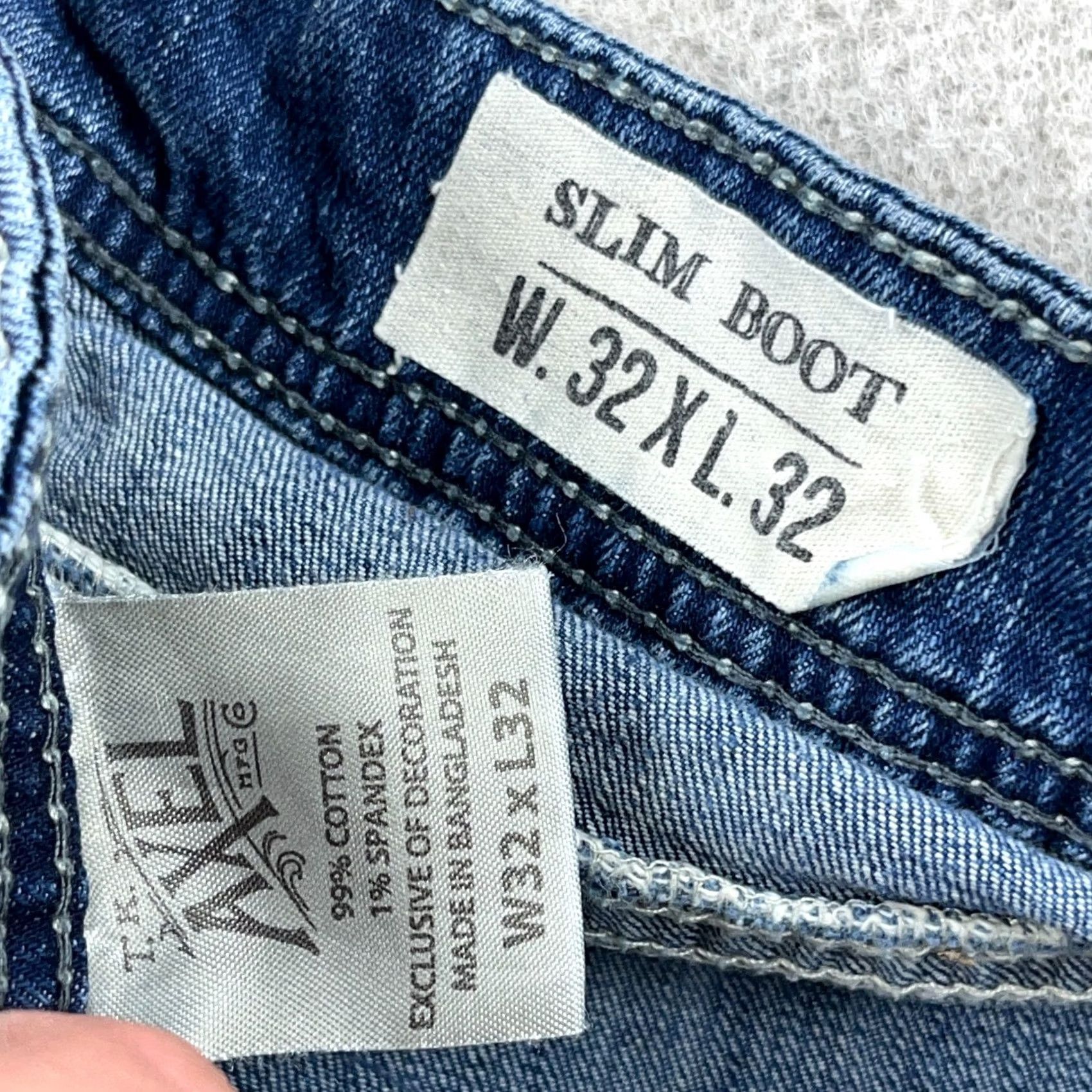 Denime AXEL Jeans Men 32x32 Slim Bootcut Medium Wash Denim Pants 5-Pocket Faded Blue Size US 32 / EU 48 - 4 Thumbnail