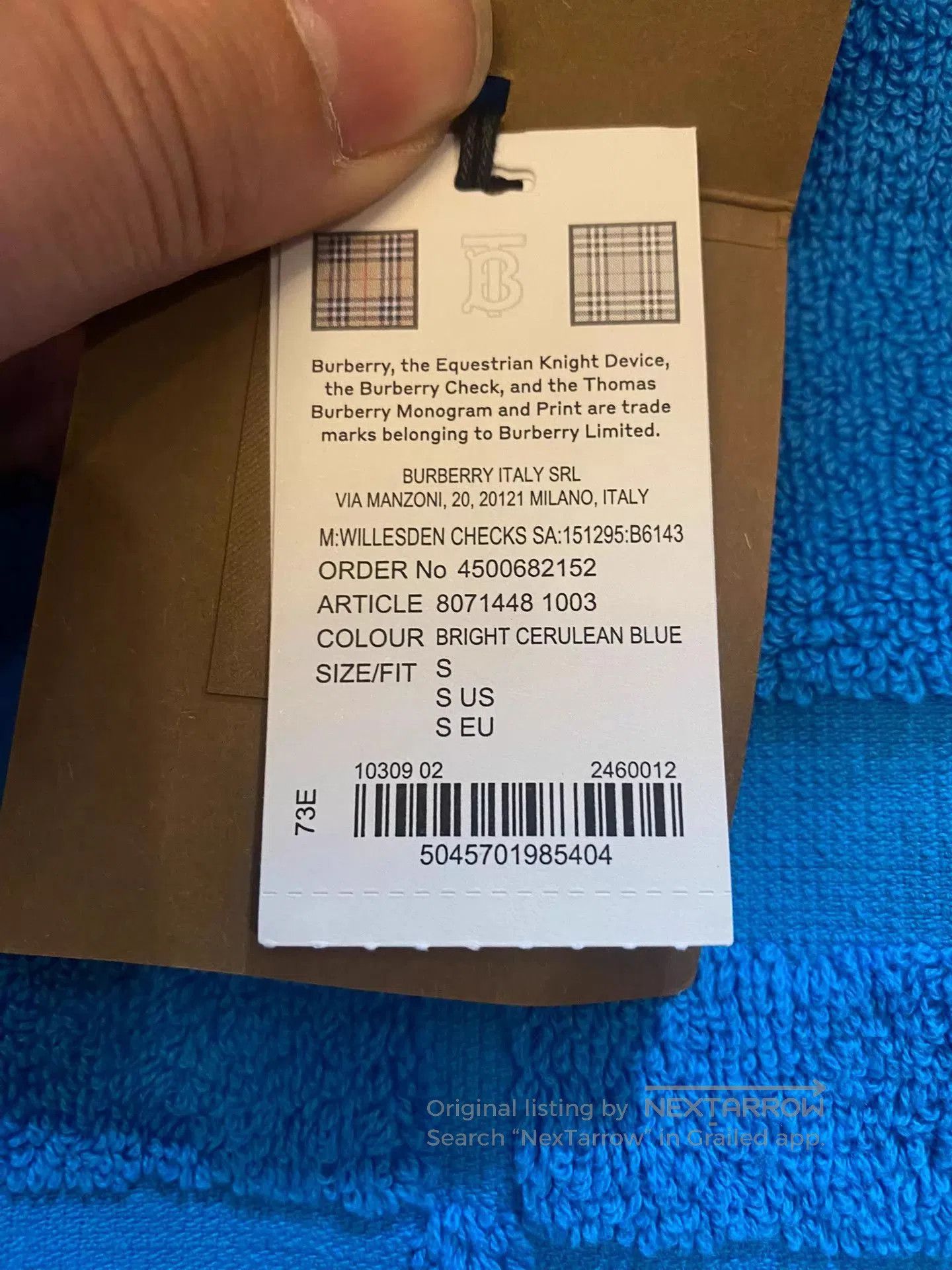 Burberry Blue Textured Check Short. Size US S / EU 44-46 / 1 - 8 Thumbnail