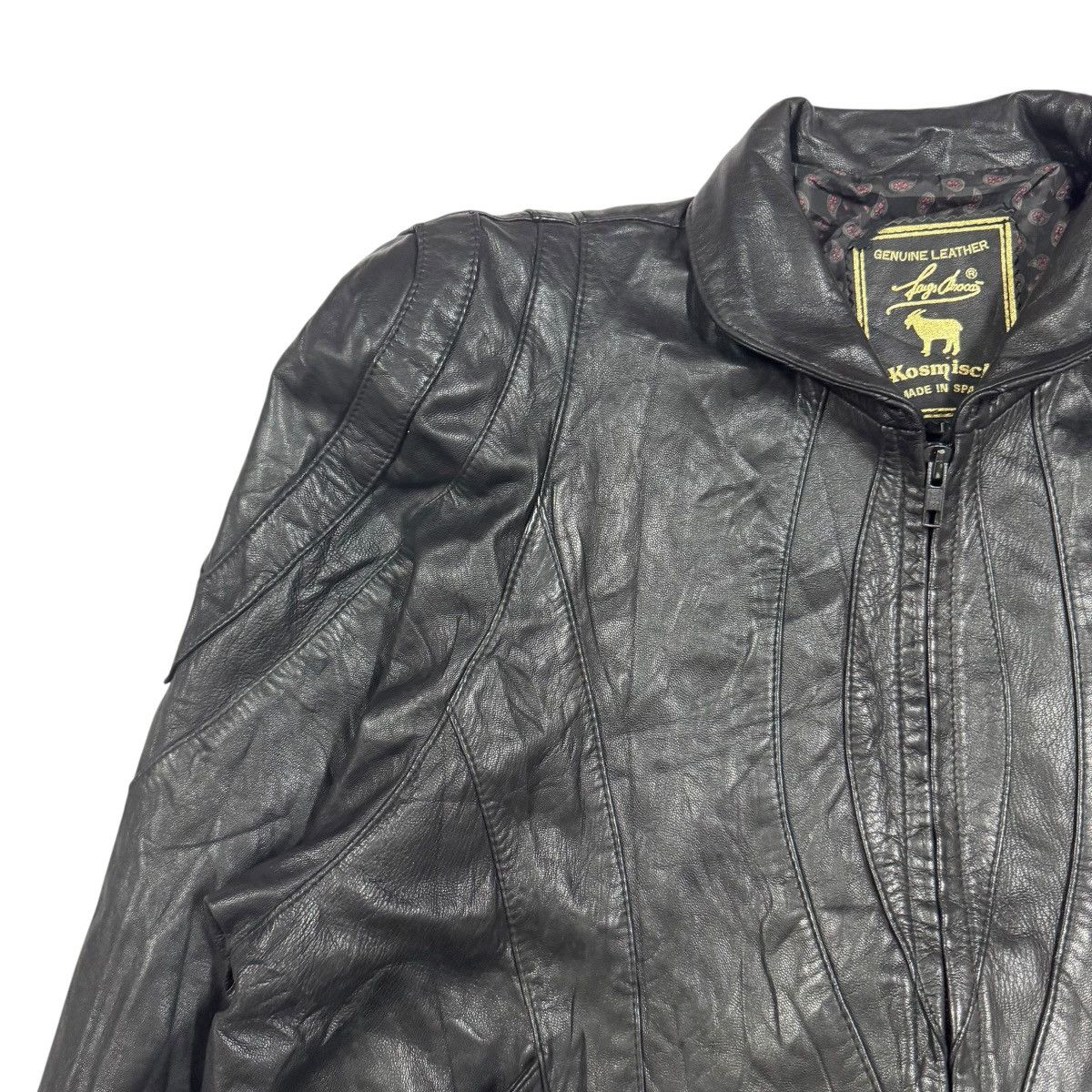 Kadoya Vtg🔥Kosmick Ridding Leather Jacket Made In Spain Size L Size US L / EU 52-54 / 3 - 8 Thumbnail