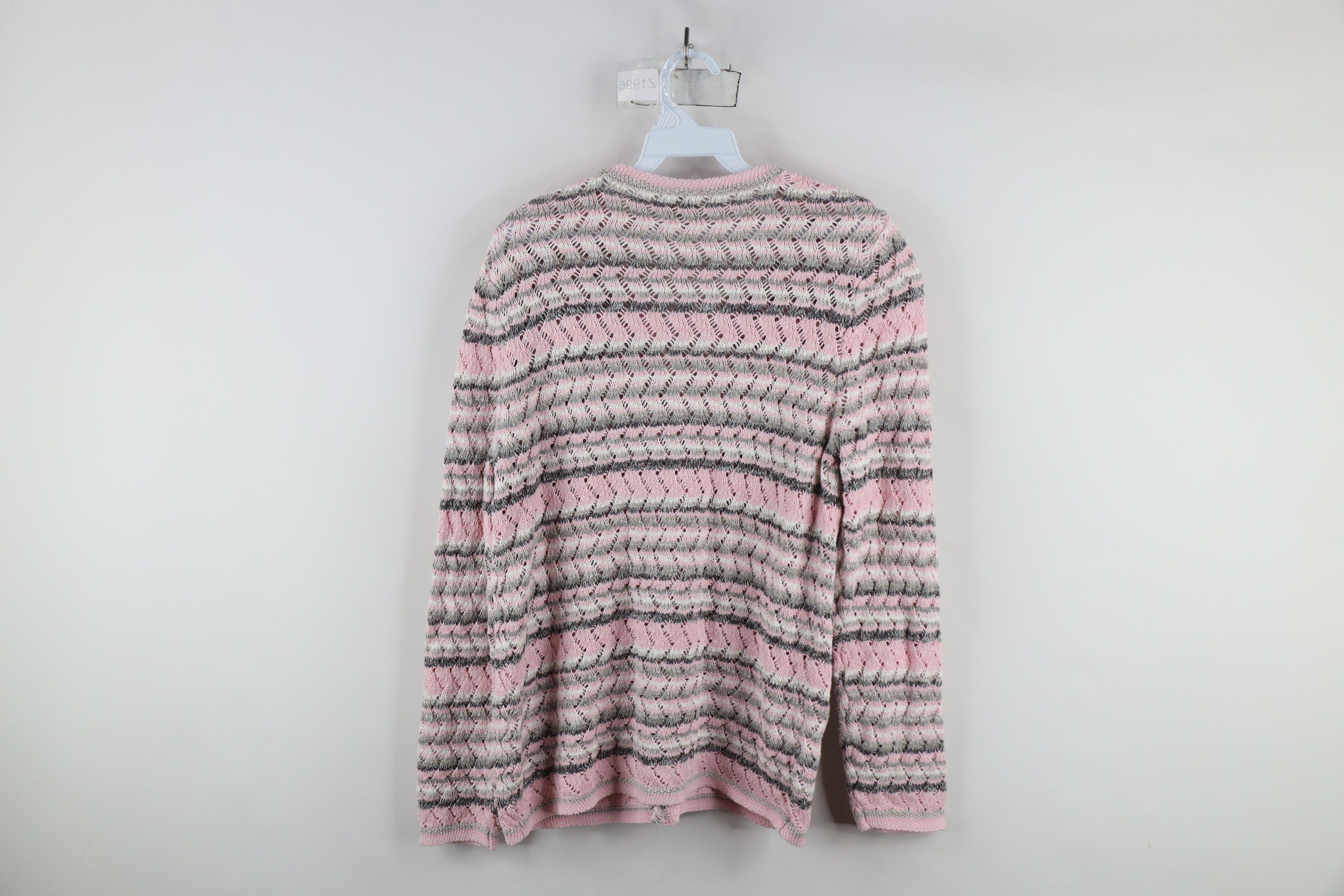 Vintage Vintage 90s Streetwear Crochet Knit Striped Cardigan Sweater Size M / US 6-8 / IT 42-44 - 9 Thumbnail