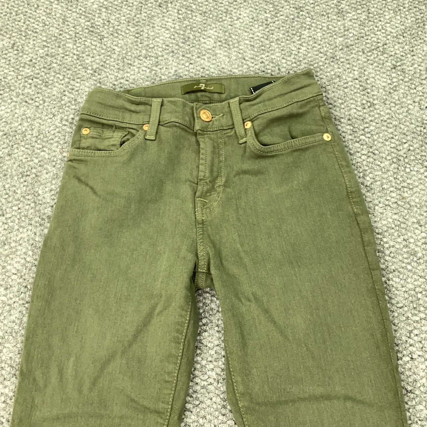 7 For All Mankind VINTAGE? Wait original not vintage. So no. Title: 7 For All Mankind Skinny Jeans Womens 23 Olive Green Mid Rise Stretch Twill Size 40" / US 18 - 2 Thumbnail