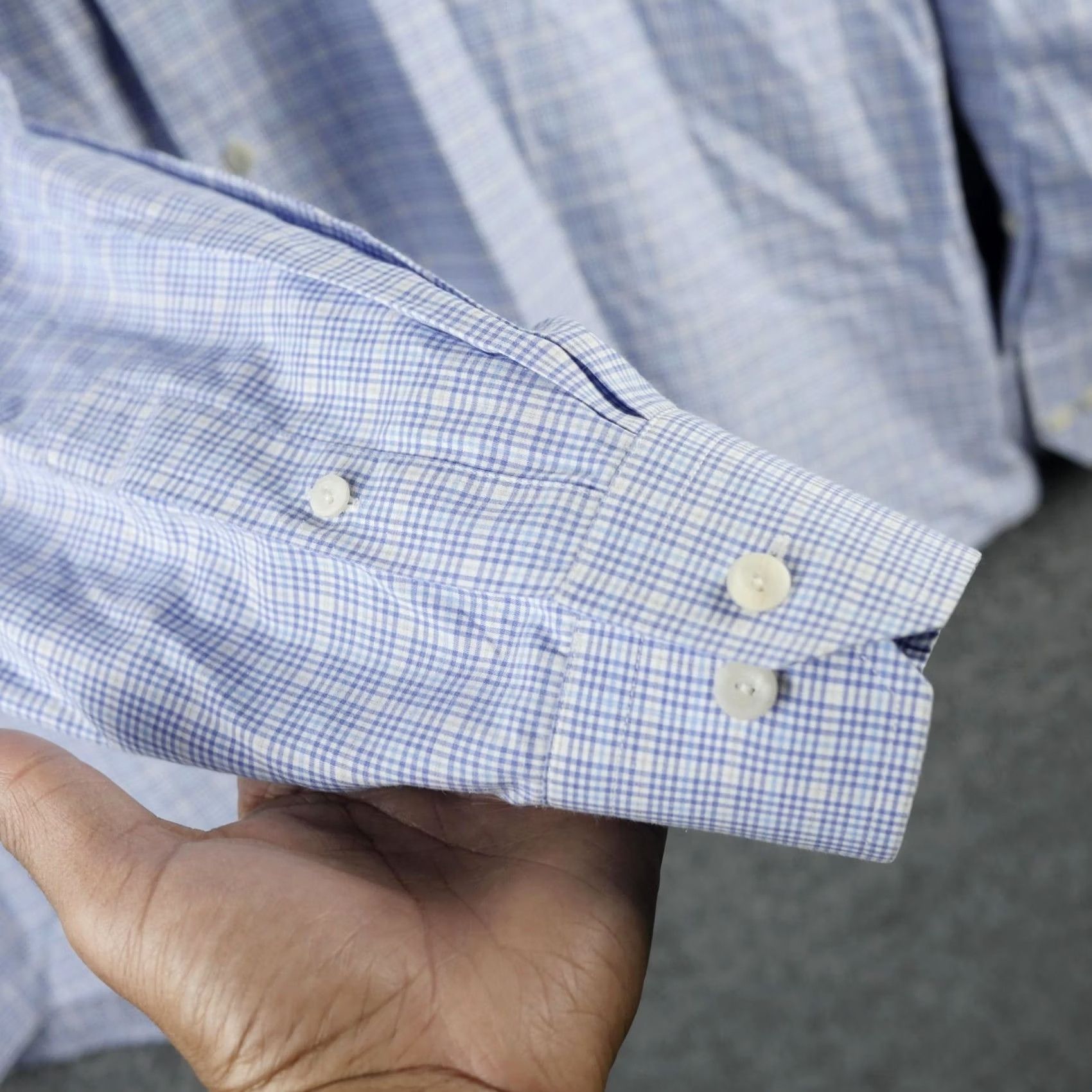 Eton Eton Dress Shirt Mens Blue White Check Contemporary Fit Button Up Cotton 17.5 44 Size 48R - 4 Thumbnail