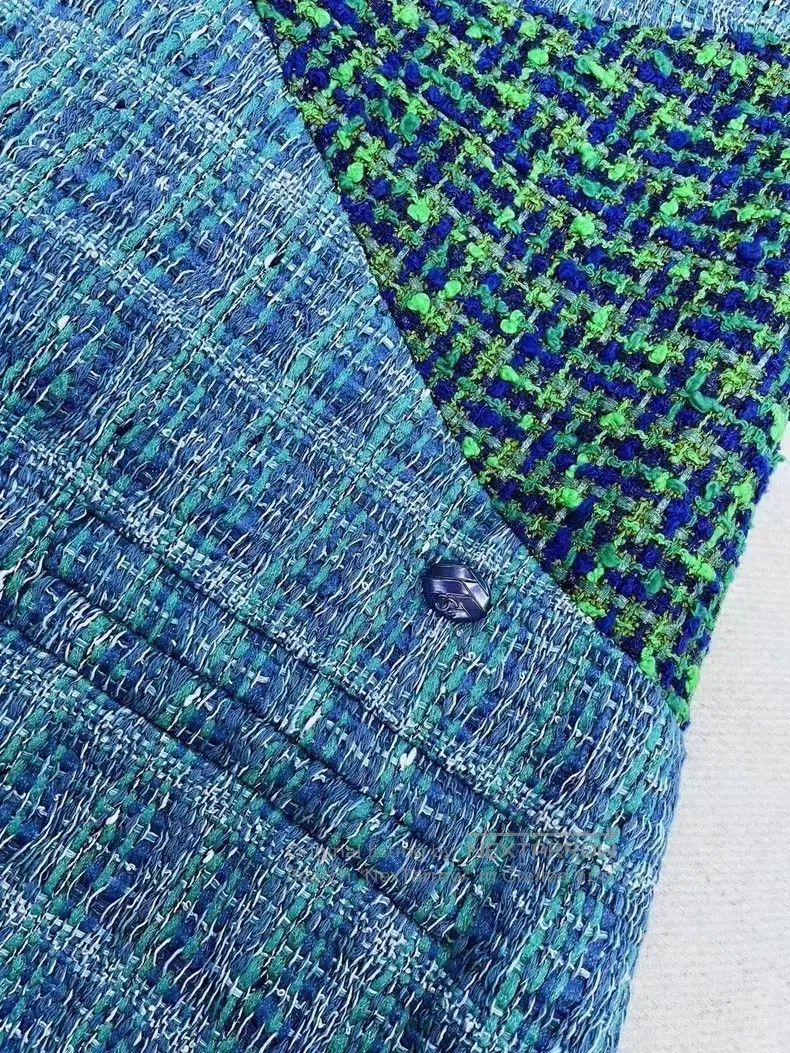 Chanel Waterfall show blue and green mixed colour woven sl