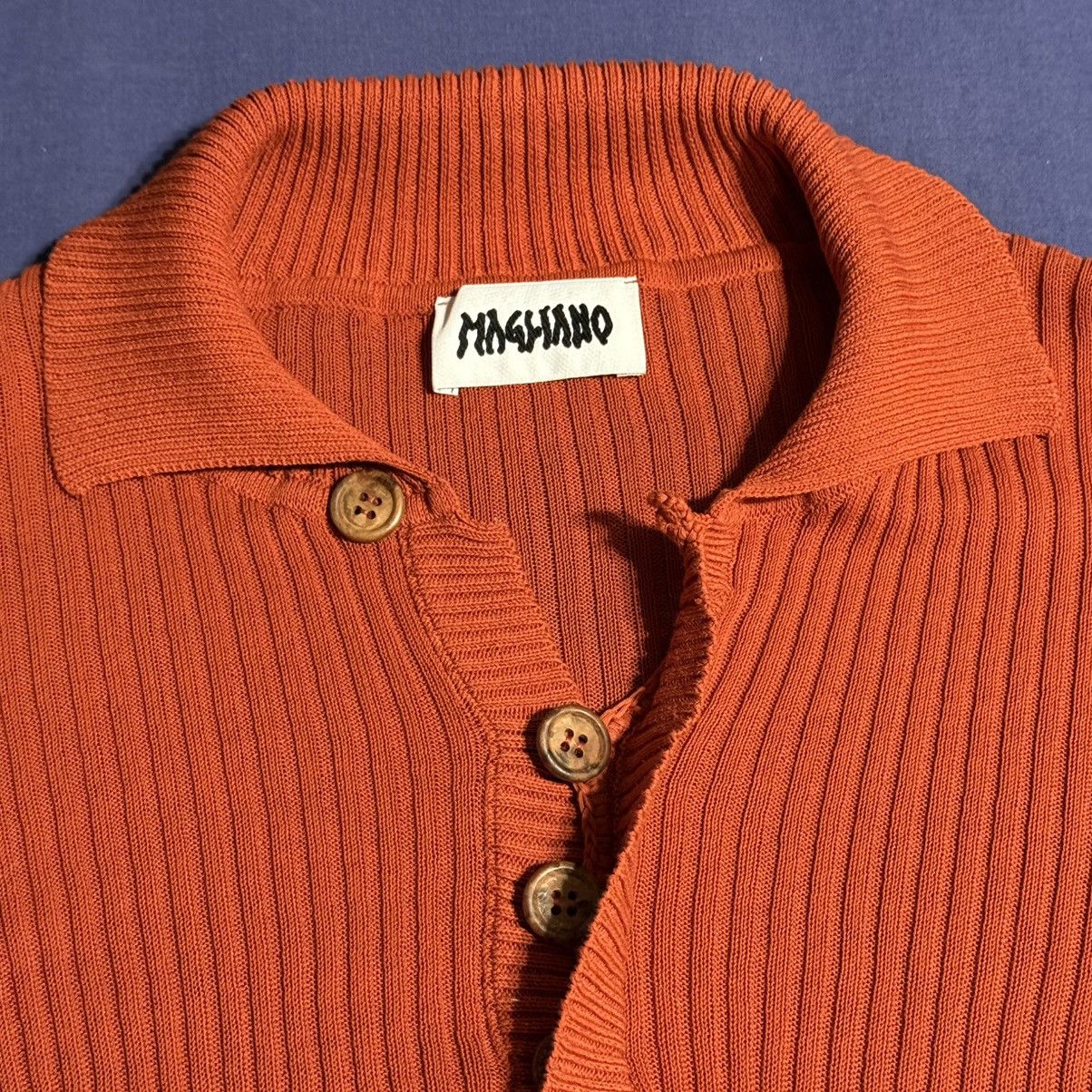 Magliano Magliano burnt orange ribbed long-sleeve knit polo Size US M / EU 48-50 / 2 - 5 Thumbnail