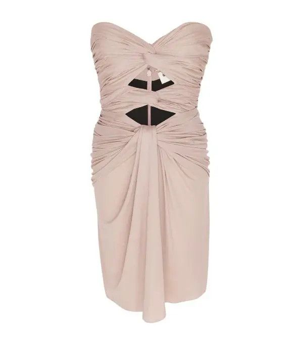 Saint Laurent Paris o1b1hav111224 Crepe Jersey Cut-Out Mini Dress in Light Pink Size S / US 4 / IT 40 - 1 Thumbnail