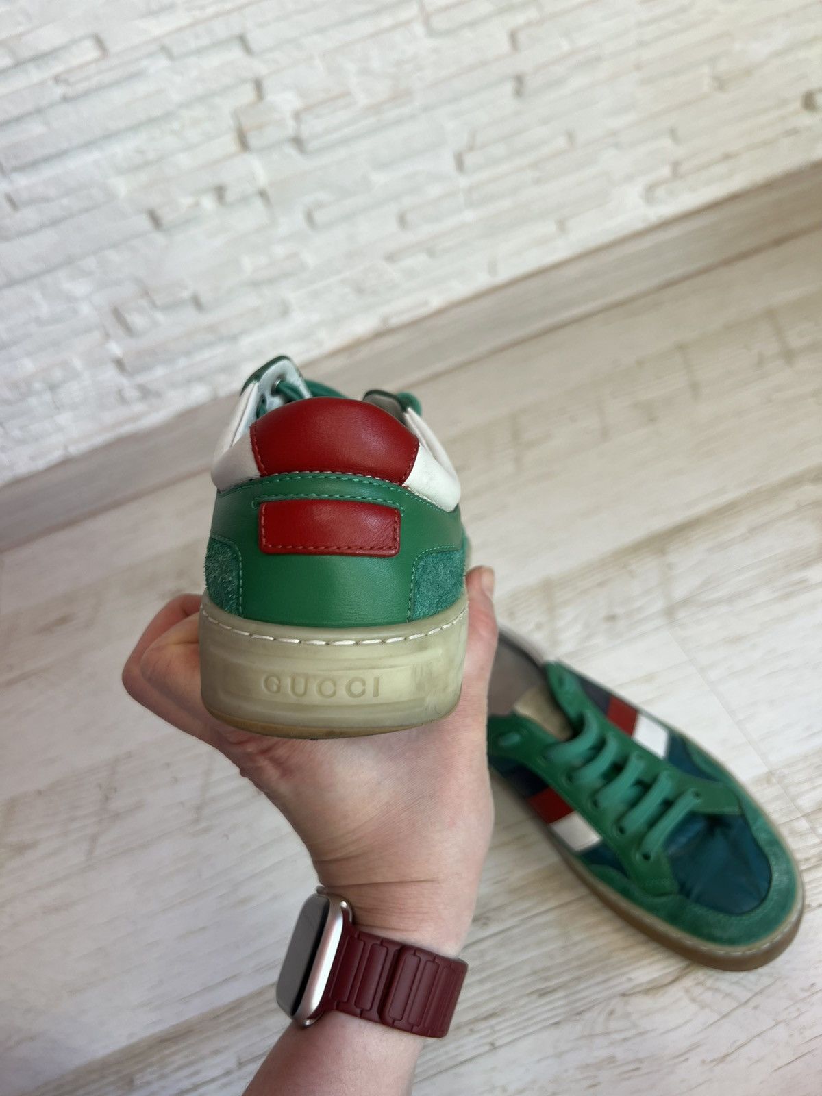 Gucci Gucci Green Suede Nylon Sneakers 501215 Size 38 / US 8 Size US 7.5 / IT 37.5 - 11 Thumbnail