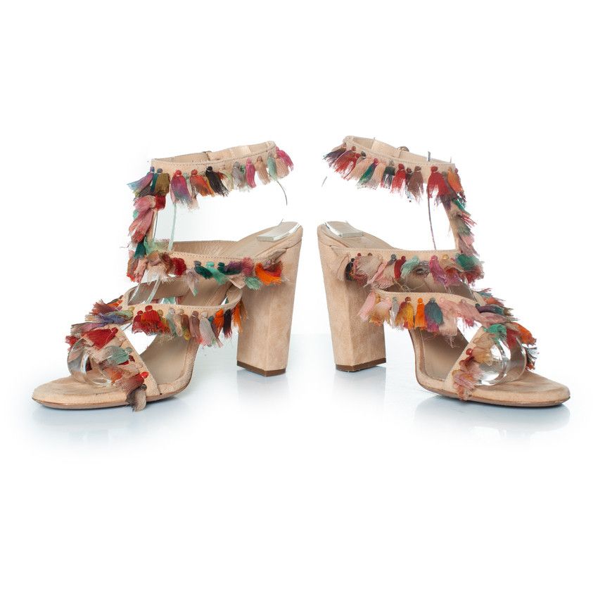 Chloe Chloe, Silk tassel Liz block heel sandals Size US 8.5 / IT 38.5 - 6 Thumbnail