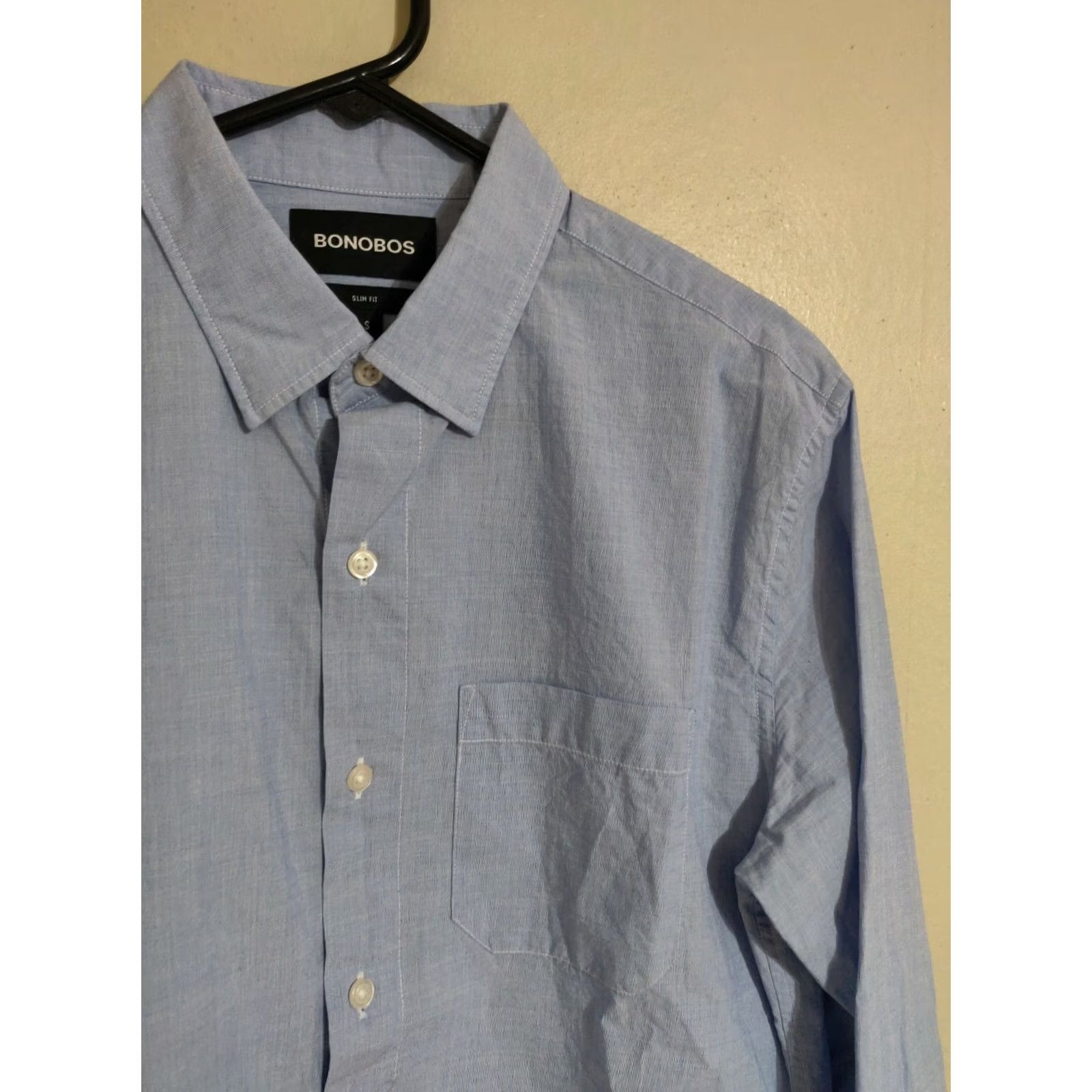 Bonobos Bonobos Dress Shirt Slim Fit Long Sleeve Button Down Light Blue Men's Small S Size 36R - 2 Thumbnail