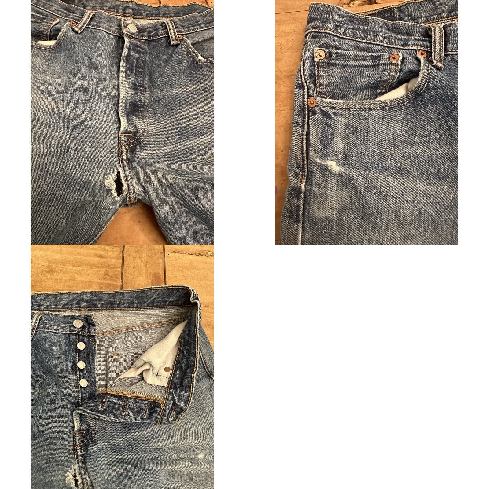 Levi's Levi's 501 Jeans Distressed Button Fly Mens 34X34 Denim Straight Classic Blue 5-Pocket Regular Fit Casual Vintage? Size US 34 / EU 50 - 8 Thumbnail