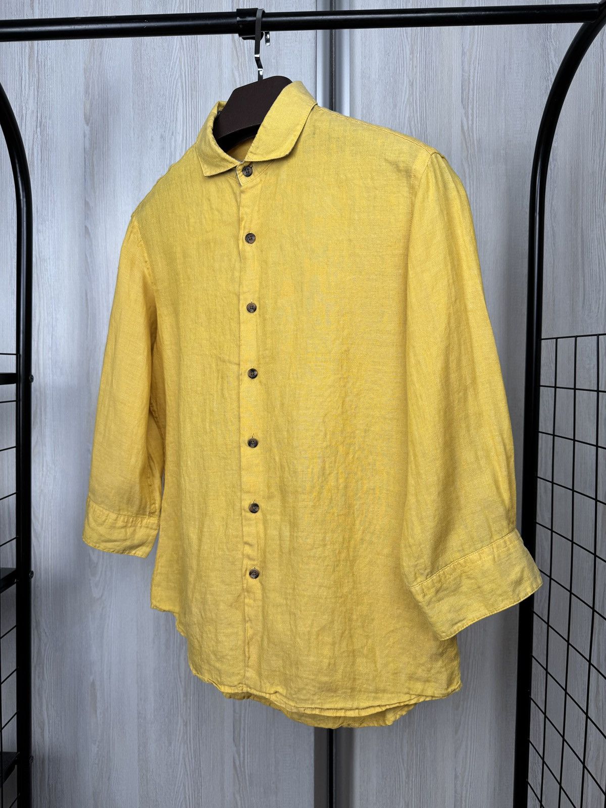 Japanese Brand Back Number French Linen 3/4 sleeve button up shirt Size US M / EU 48-50 / 2 - 5 Thumbnail