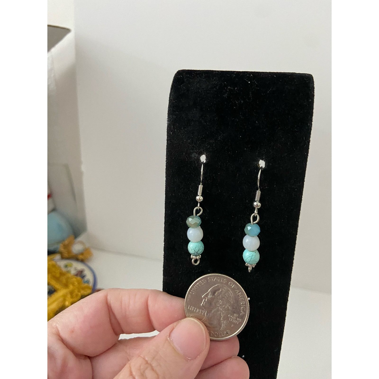 Handmade Handmade light blue bead earrings Size ONE SIZE - 3 Thumbnail