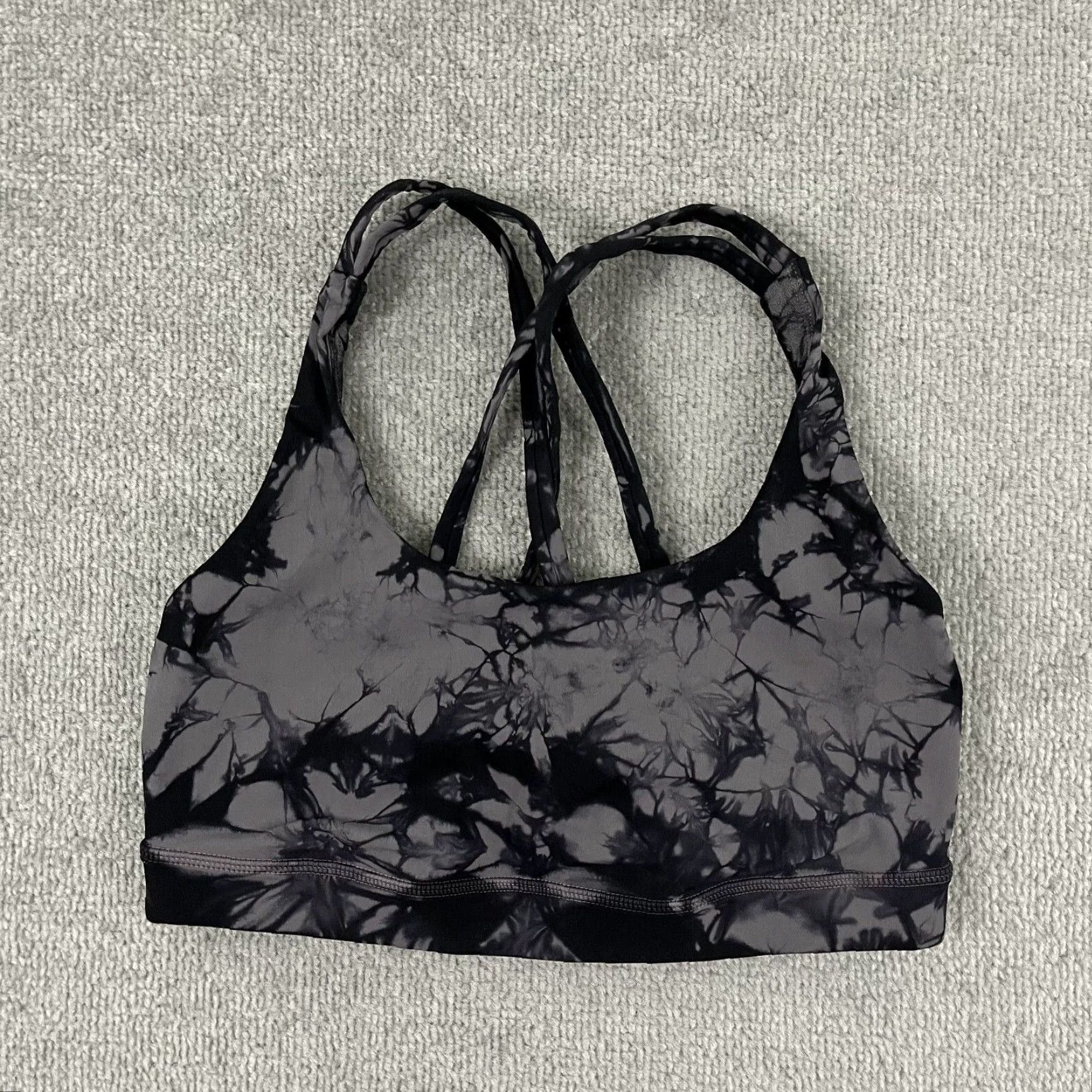 Lululemon VINTAGE LULULEMON Energy Sports Bra Womens Size 6 Shibori Magnum Black Stretch Training Size ONE SIZE - 5 Thumbnail