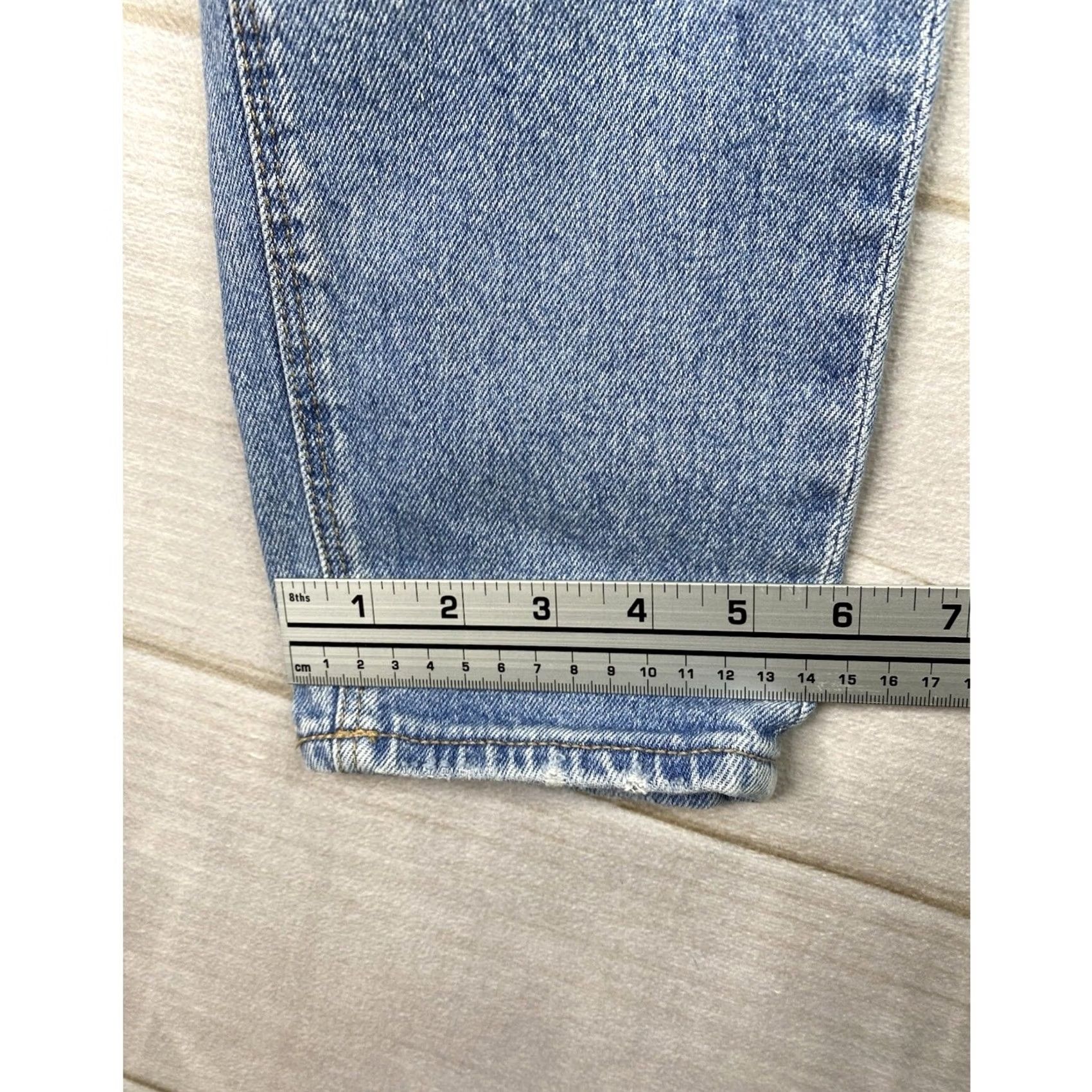 American Eagle Outfitters VINTAGE American Eagle Womens Mom Jeans 0 Short Destroyed Denim High Rise Stretch Size 25" / US 0 / IT 36 - 7 Thumbnail