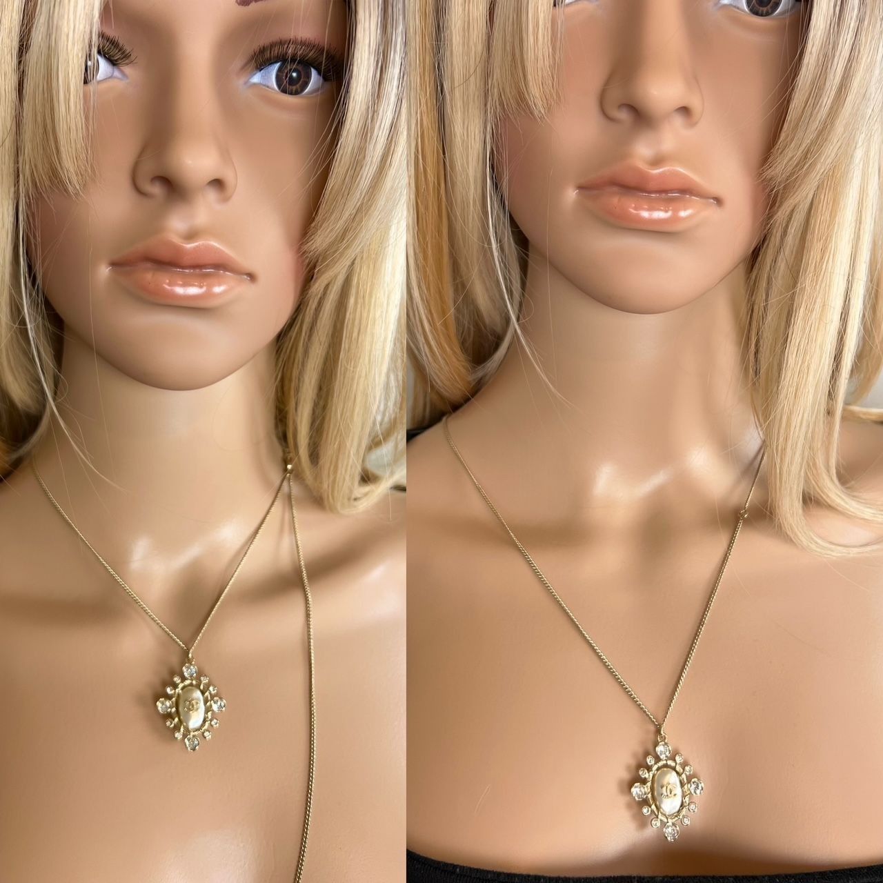 Chanel Chanel Crystal CC Necklace Gold Pearly Fashion Jewelry Size ONE SIZE - 5 Thumbnail