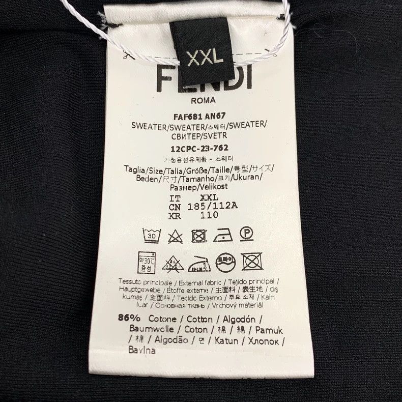 Fendi FENDI Black Logo Letter Cotton Hooded Long Sleeve Sweater Size US XXL / EU 58 / 5 - 6 Thumbnail