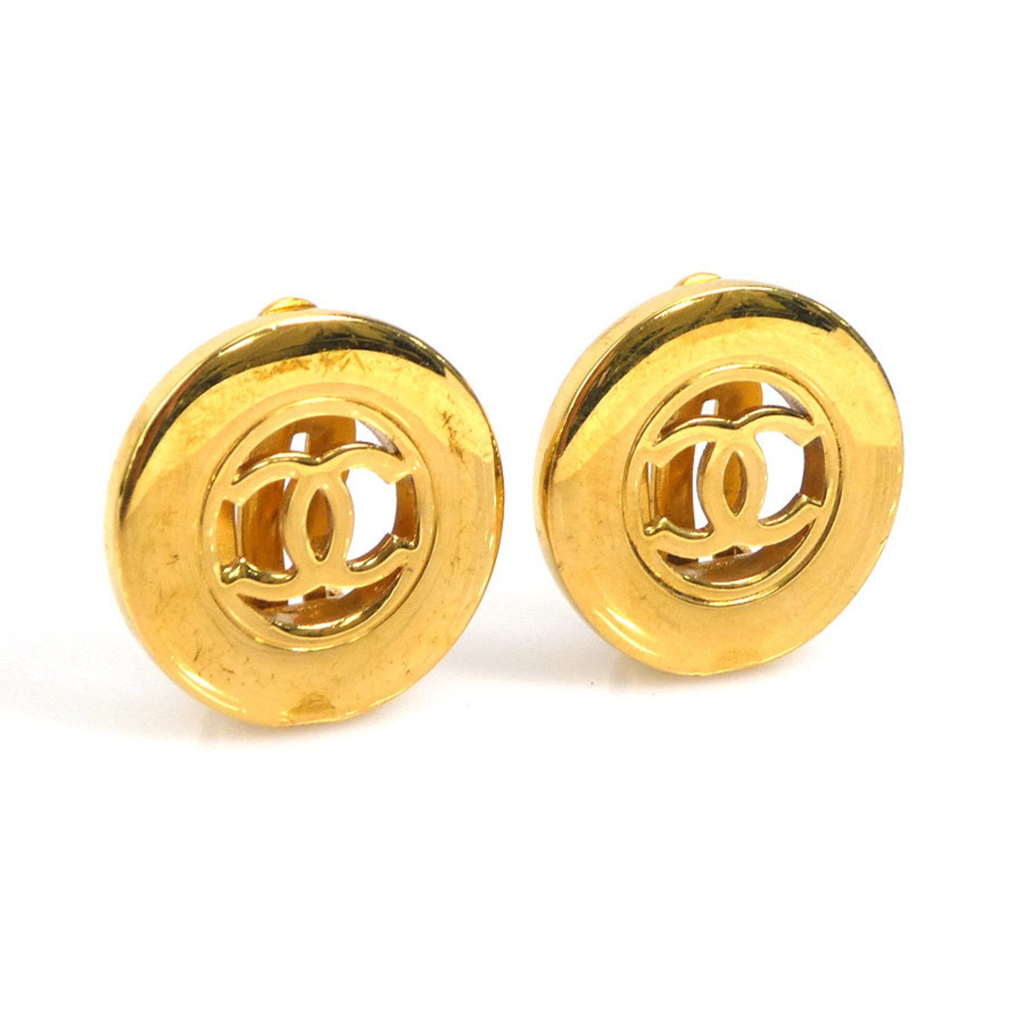 image of Chanel Earrings Here Mark Metal Gold Ladies, Women's