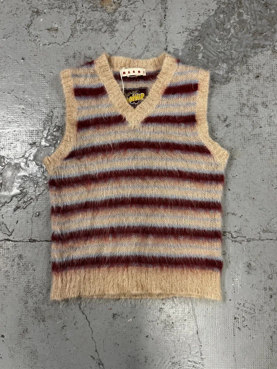 Marni AW2023 Marni Mohair Beige & Burgundy Sleeveless Sweater Size US S / EU 44-46 / 1 - 1 Thumbnail