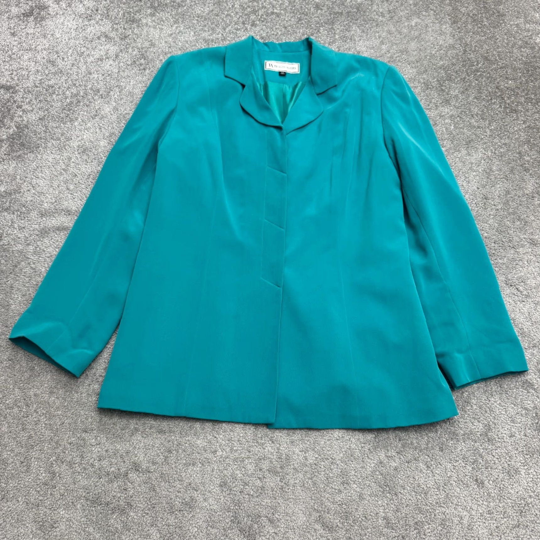 Vintage VINTAGE Travis Ayers 2-Piece Suit Set Jacket & Pencil Skirt Teal 14 Women’s 90s Classic Size 36" / US 14 / IT 50 - 2 Thumbnail