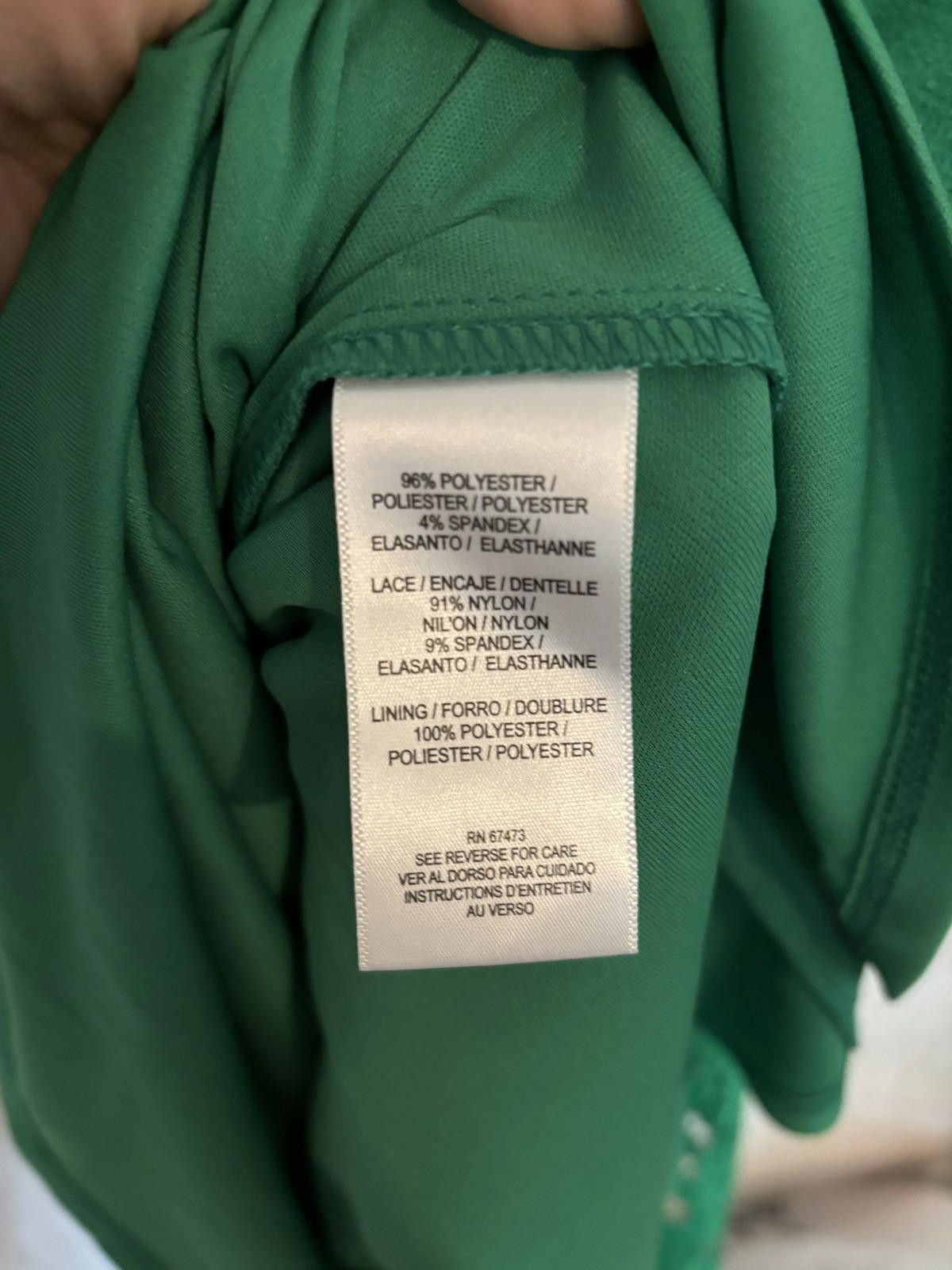 Designer NWT Maison Tara Green Dress with Lace Hem Size L / US 10 / IT 46 - 6 Thumbnail