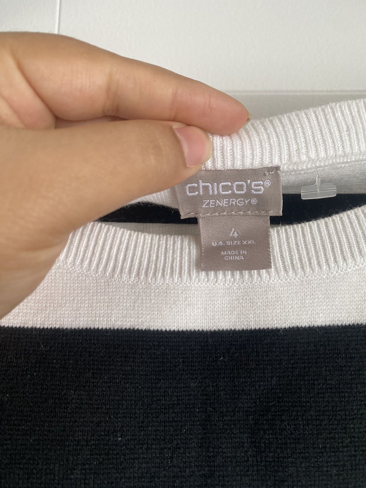Chicos Chico's Womens Sweater Size XXL Black White Striped Sleeve Size XXL / US 16-18 / IT 52-54 - 5 Thumbnail