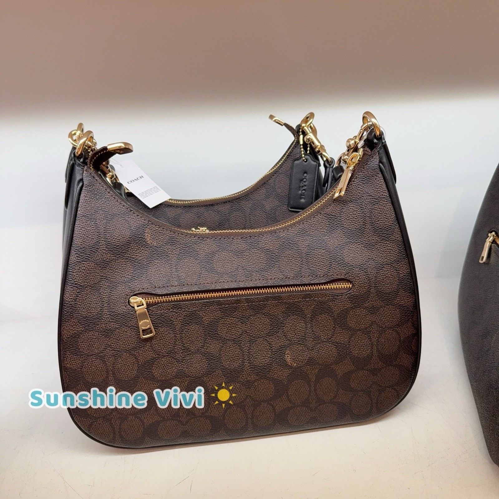 Coach NWT Coach Teri Hobo Bag Signature Canvas CV940 Black Size ONE SIZE - 4 Thumbnail