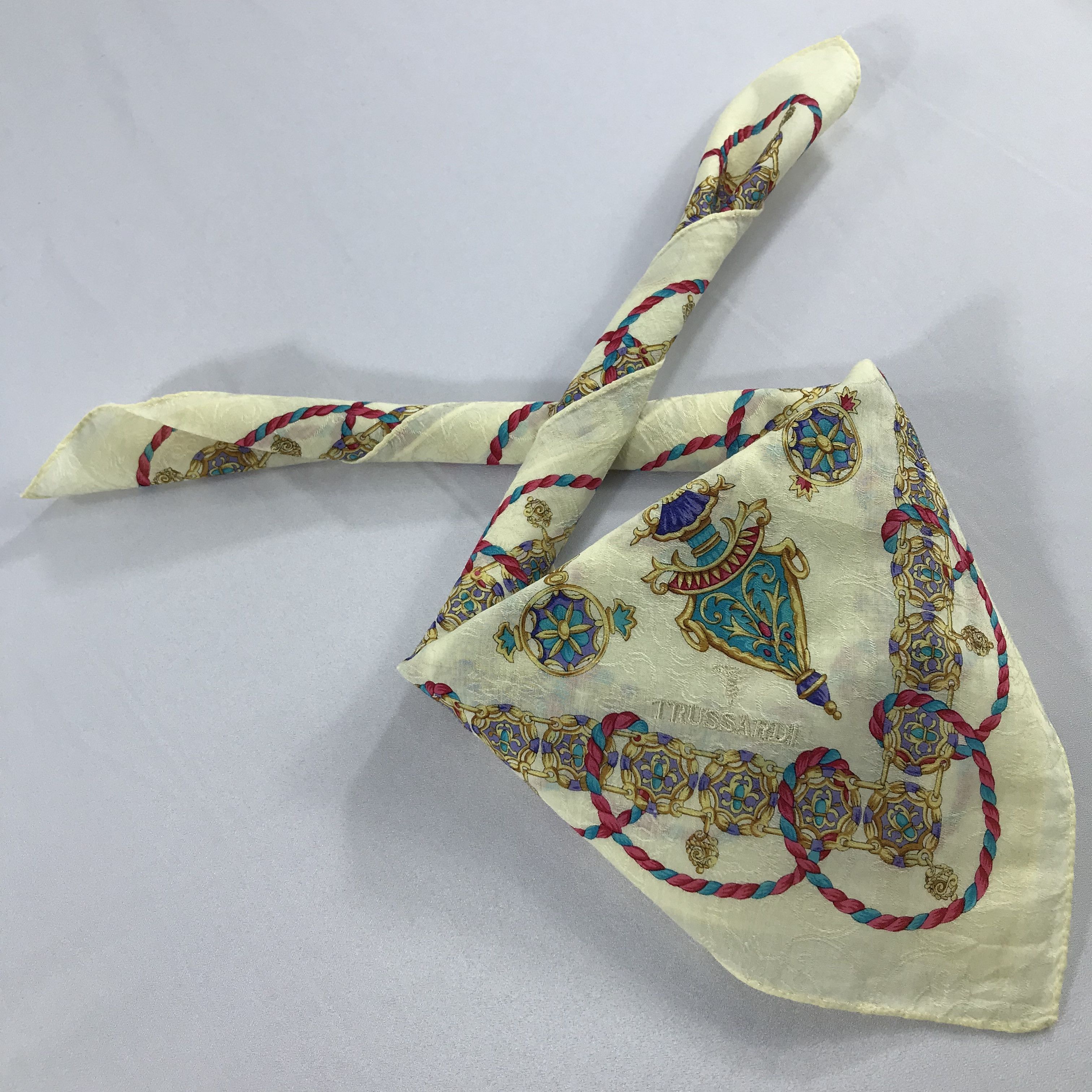 Trussardi × Vintage Trussardi Bandana / Handkerchief / Neckerchief - S2308 Size ONE SIZE - 4 Thumbnail