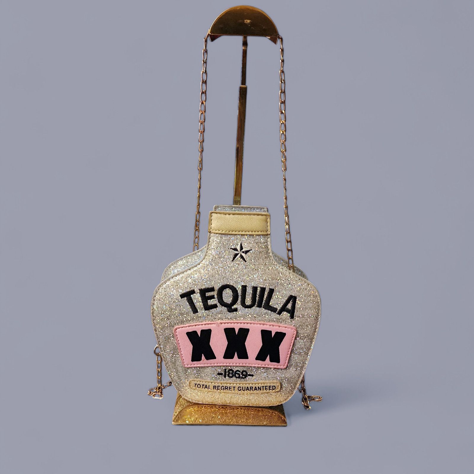 The Unbranded Brand TEQUILA Liquor Bottle Purse Silver Glittery Shoulder Size ONE SIZE - 1 Thumbnail