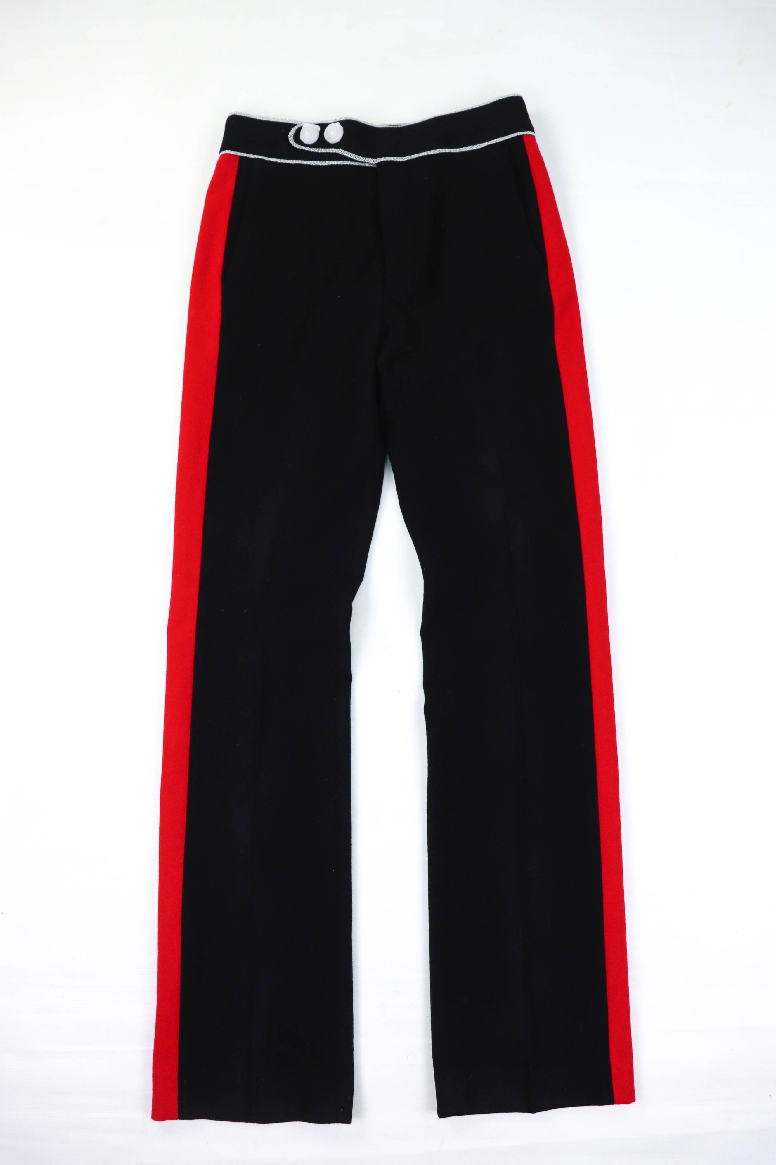 H&M × Paco Rabanne Rabanne x H&M Black Wool Side Red Stripe Trousers Pants Size US 30 / EU 46 - 1 Thumbnail