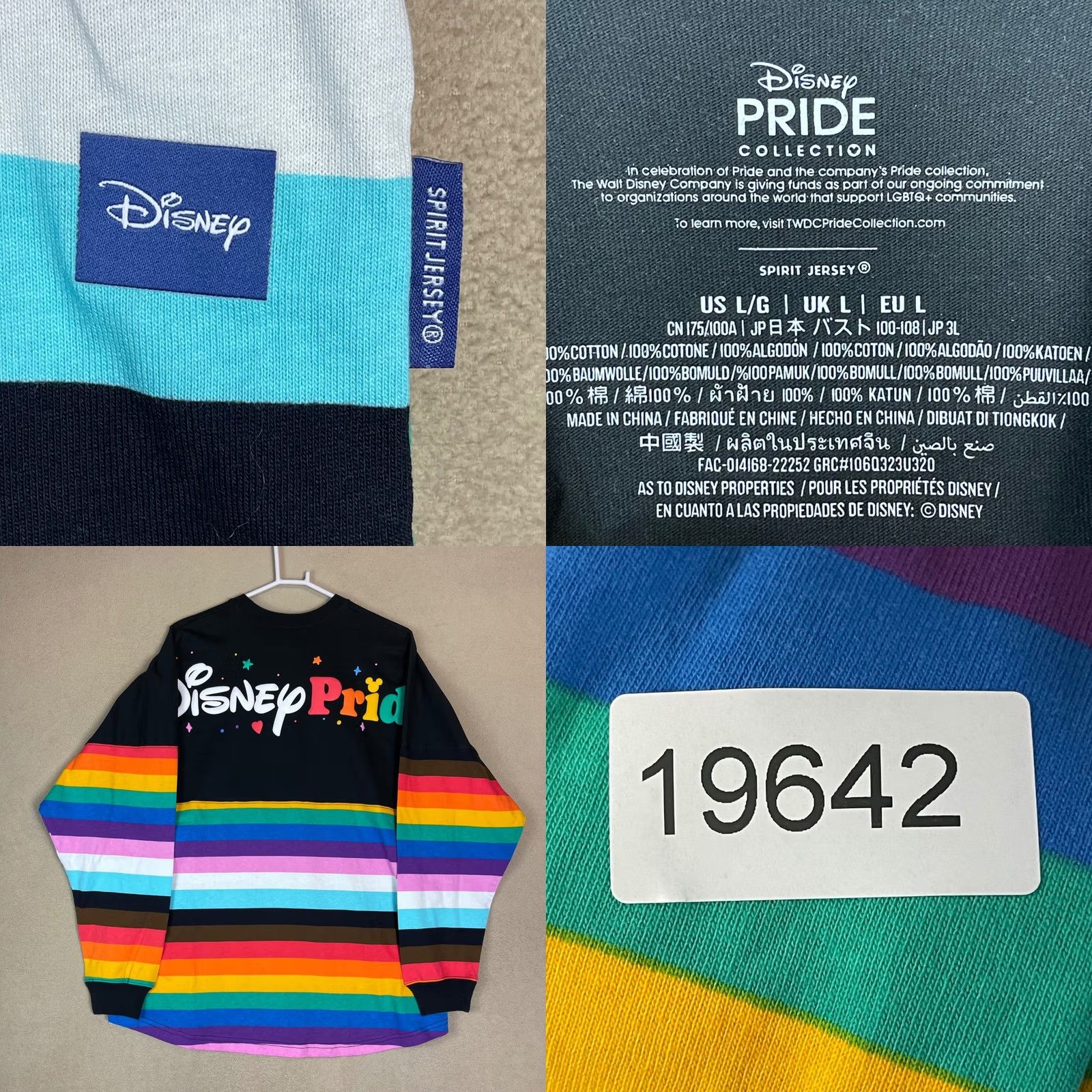 Disney Disney Parks Spirit Jersey Cast Member Rainbow Stripe Long Sleeve L Women Regular Cotton 100% Mickey Mouse Pride Disney Black Size L Size L / US 10 / IT 46 - 8 Thumbnail
