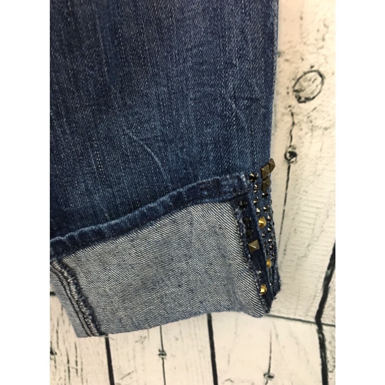 7 For All Mankind VINTAGE 7 FOR ALL MANKIND 7FAM Cropped Embellished Button Fly Jeans Women's Size 27 Size 27" / US 4 / IT 40 - 4 Thumbnail