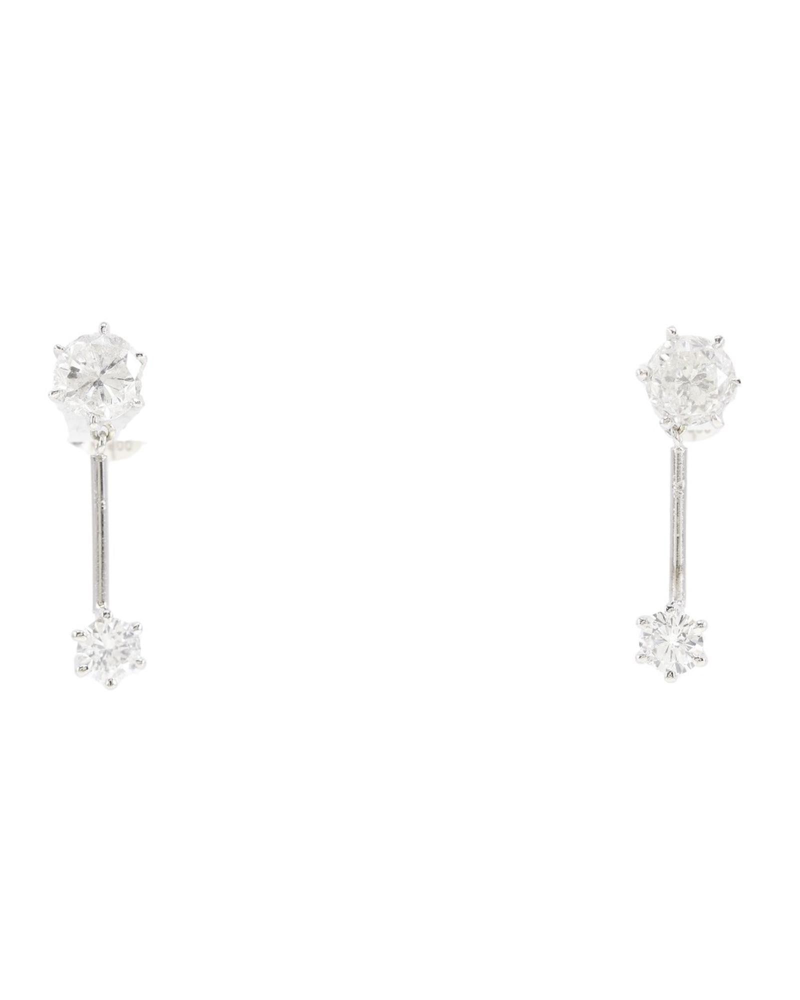 image of Platinum Diamond Drop Earrings in Silver, Women's
