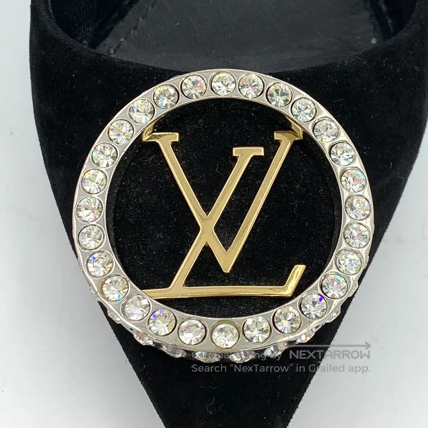 Louis Vuitton Louis Vuitton Black diamond-encrusted logo high heels with Size US 6.5 / IT 36.5 - 6 Thumbnail