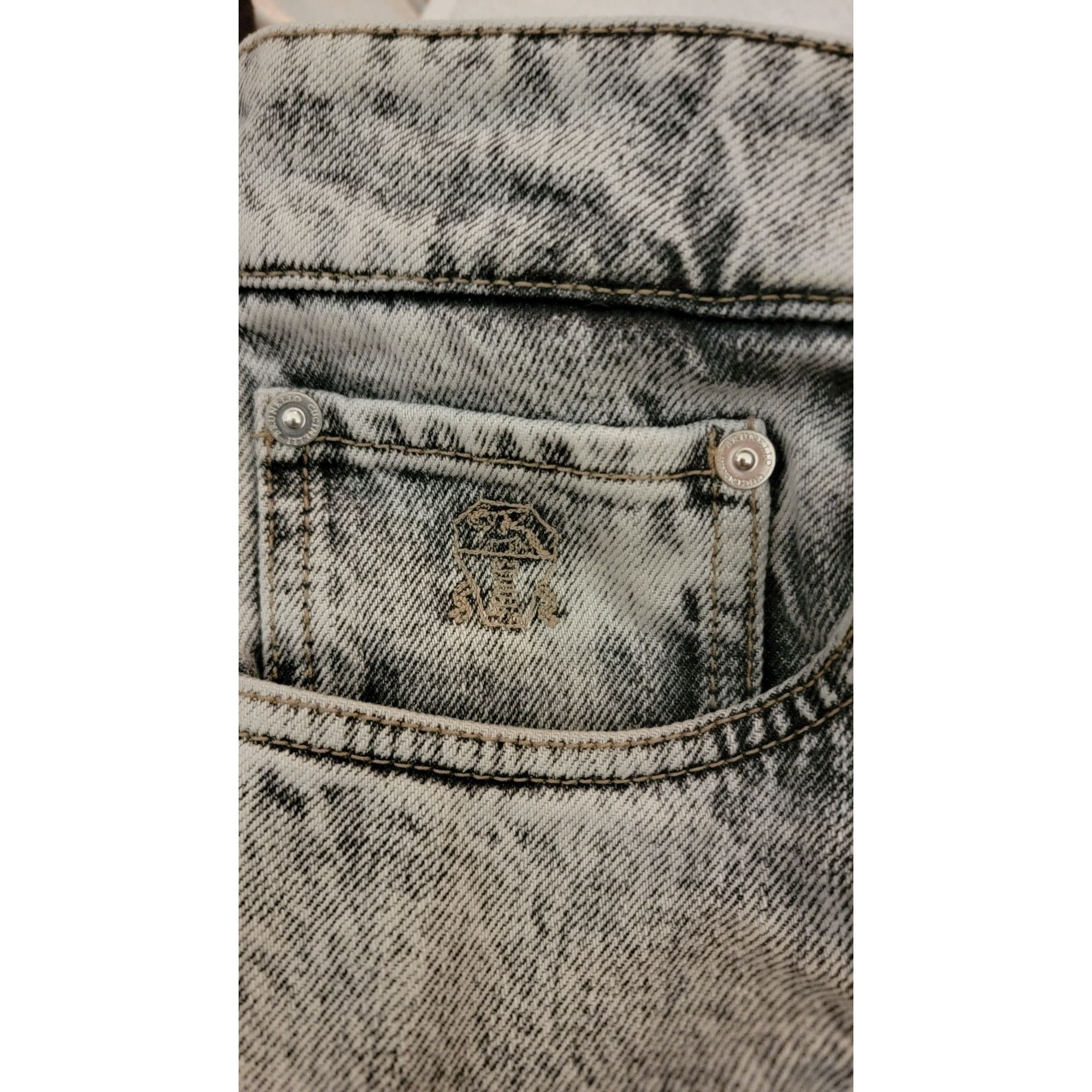 Brunello Cucinelli Brunello Cucinelli Men’s Grey/Black Acid Wash Jeans – IT Siz Size US 32 / EU 48 - 6 Thumbnail