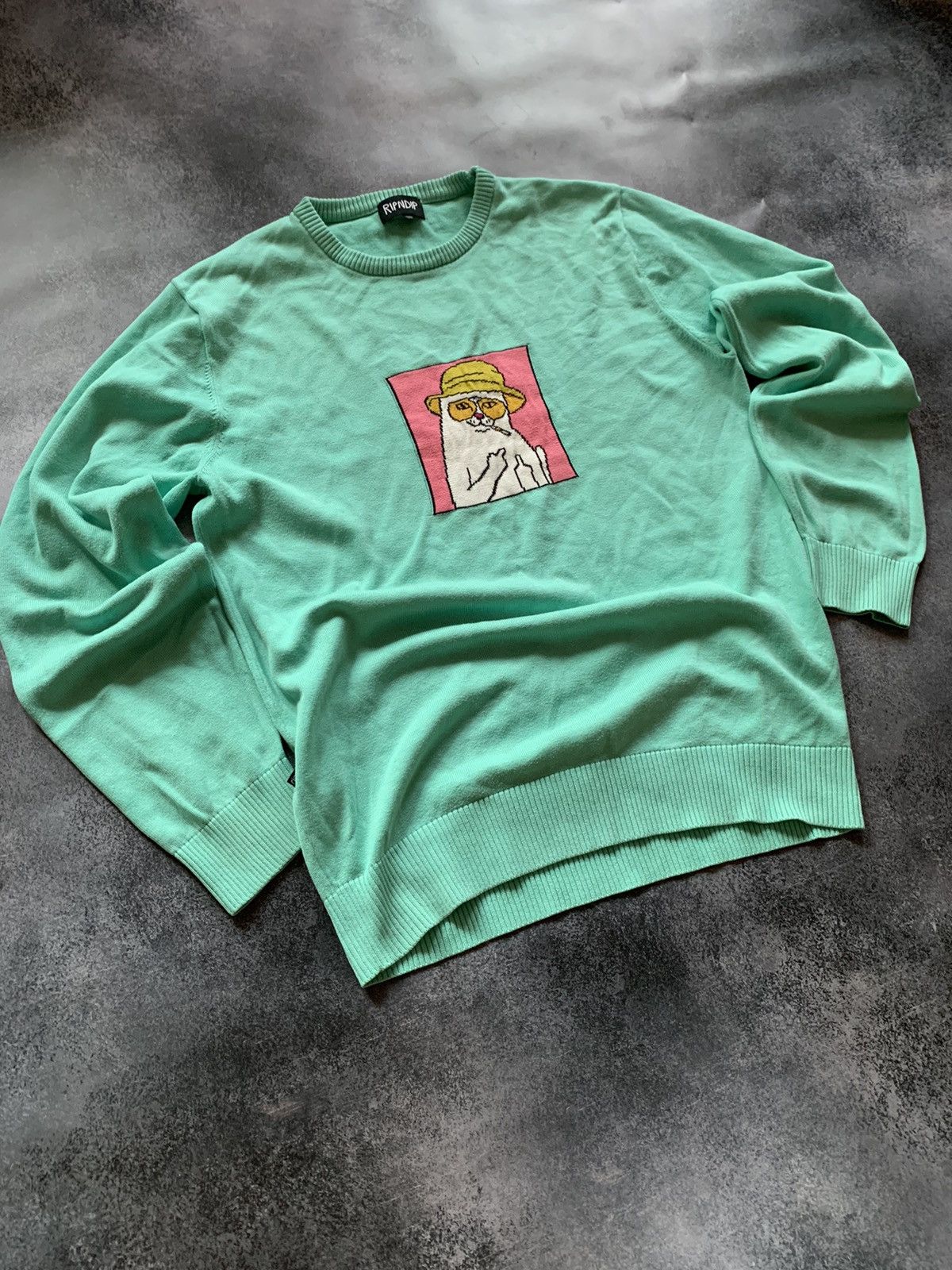 RIPNDIP RipNDip Teal Middle Finger Sweatshirt Size US XL / EU 56 / 4 - 7 Thumbnail