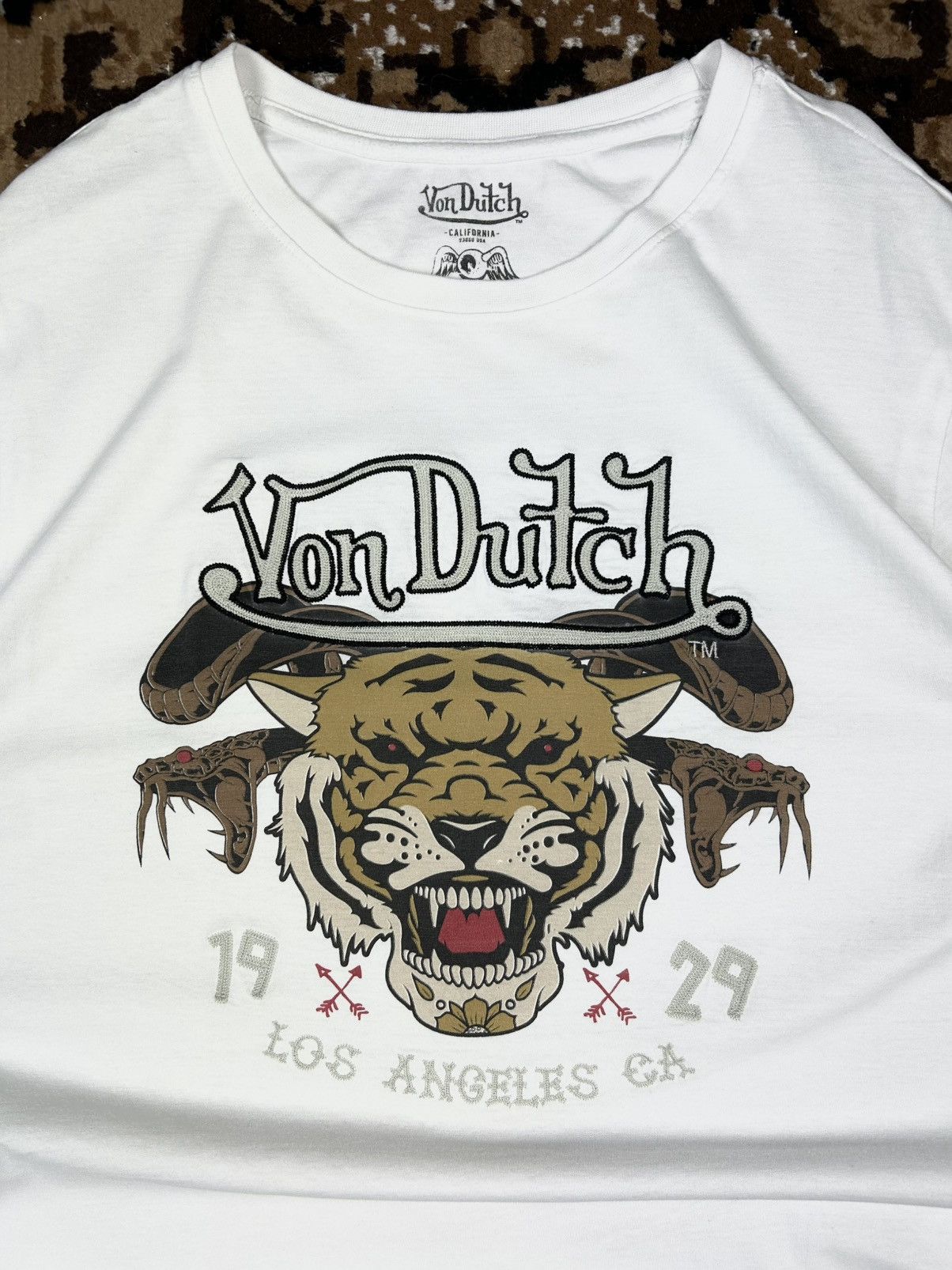 Ed Hardy × Vintage × Von Dutch Rare Von Dutch tee Tiger Embroidered Logo Vintage Y2K Size US XL / EU 56 / 4 - 4 Thumbnail