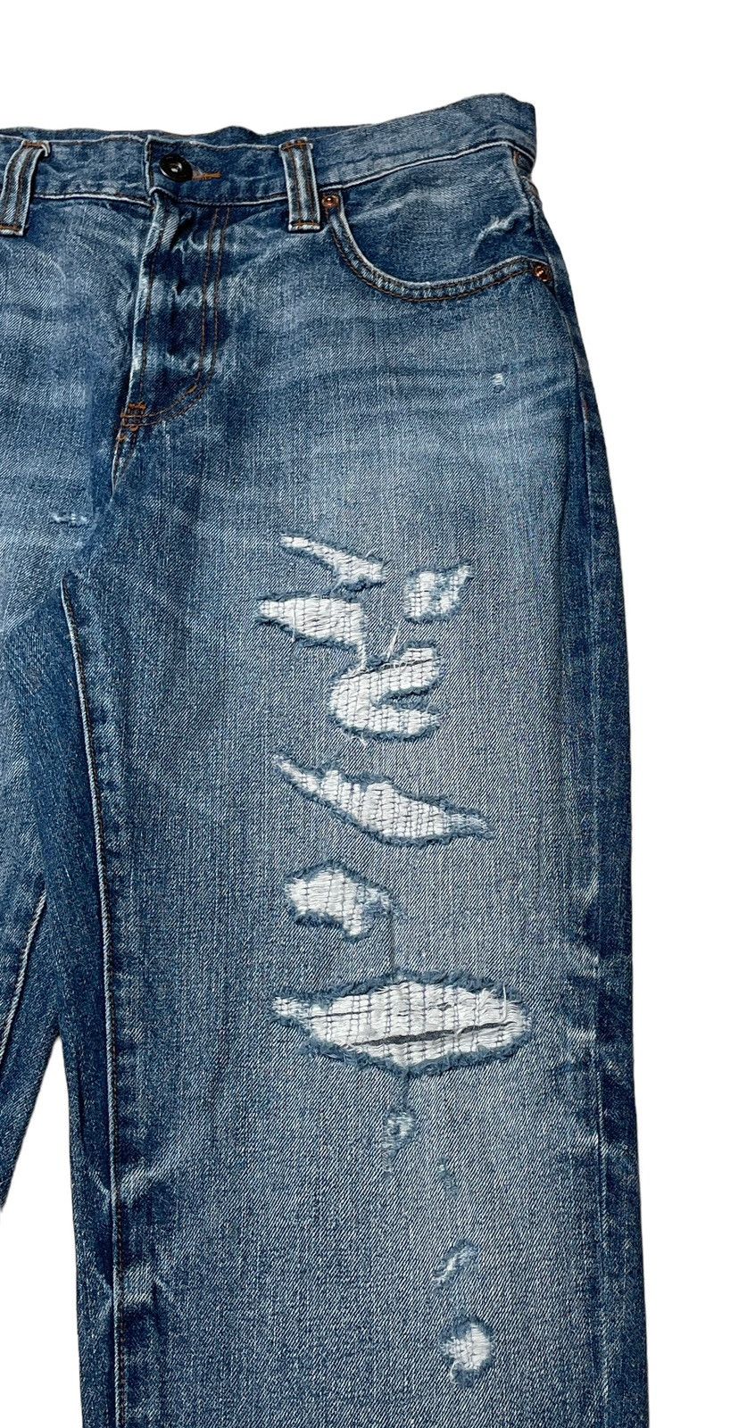 Japanese Brand × Vintage Vintage Japanese Brand Rag Machine Distressed Jeans 1990s Size US 31 - 5 Thumbnail